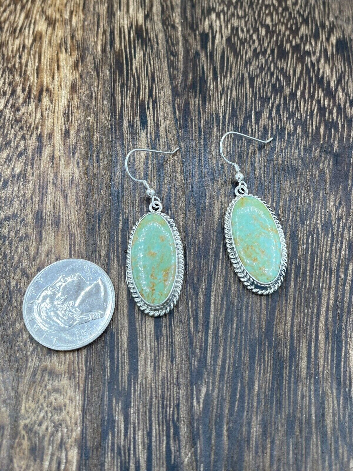 Navajo Handmade Sterling Silver Sonoran Turquoise Dangle Earrings By Byron Begay