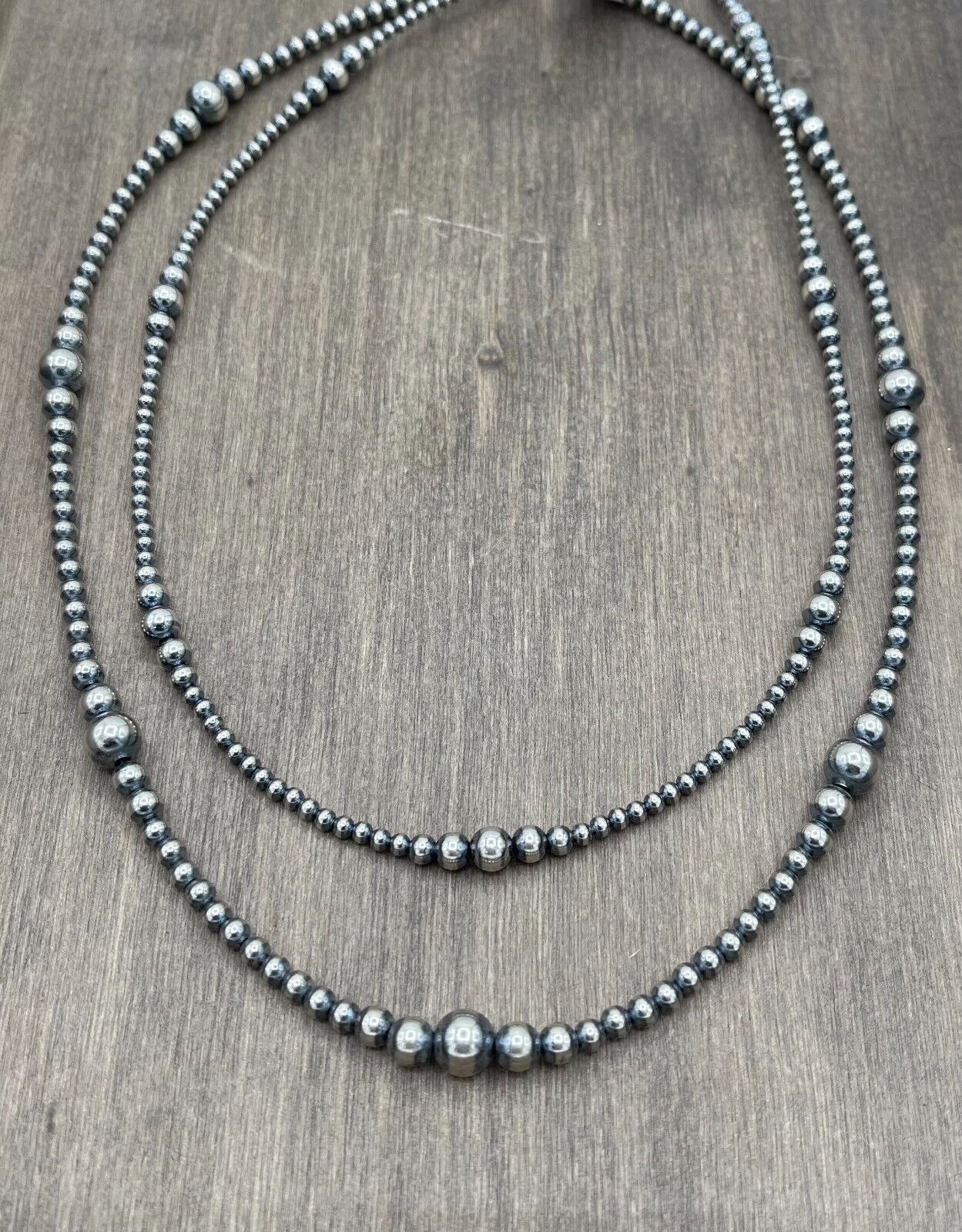 Sterling Silver Pearl Bead Necklaces 3mm 4mm 5mm 6mm 7mm 8mm 10mm 3-6mm 4-8mm