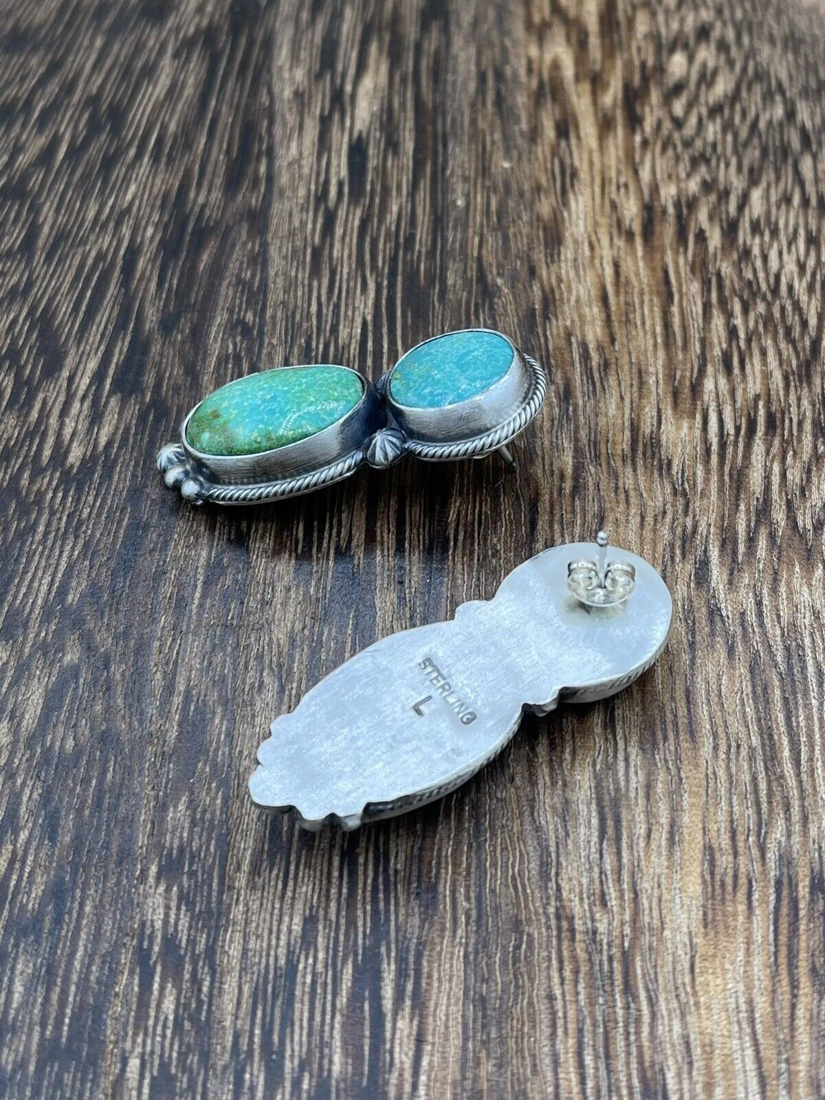 Native American Navajo Handmade Silver Sonoran Bella Turquoise Post Earrings