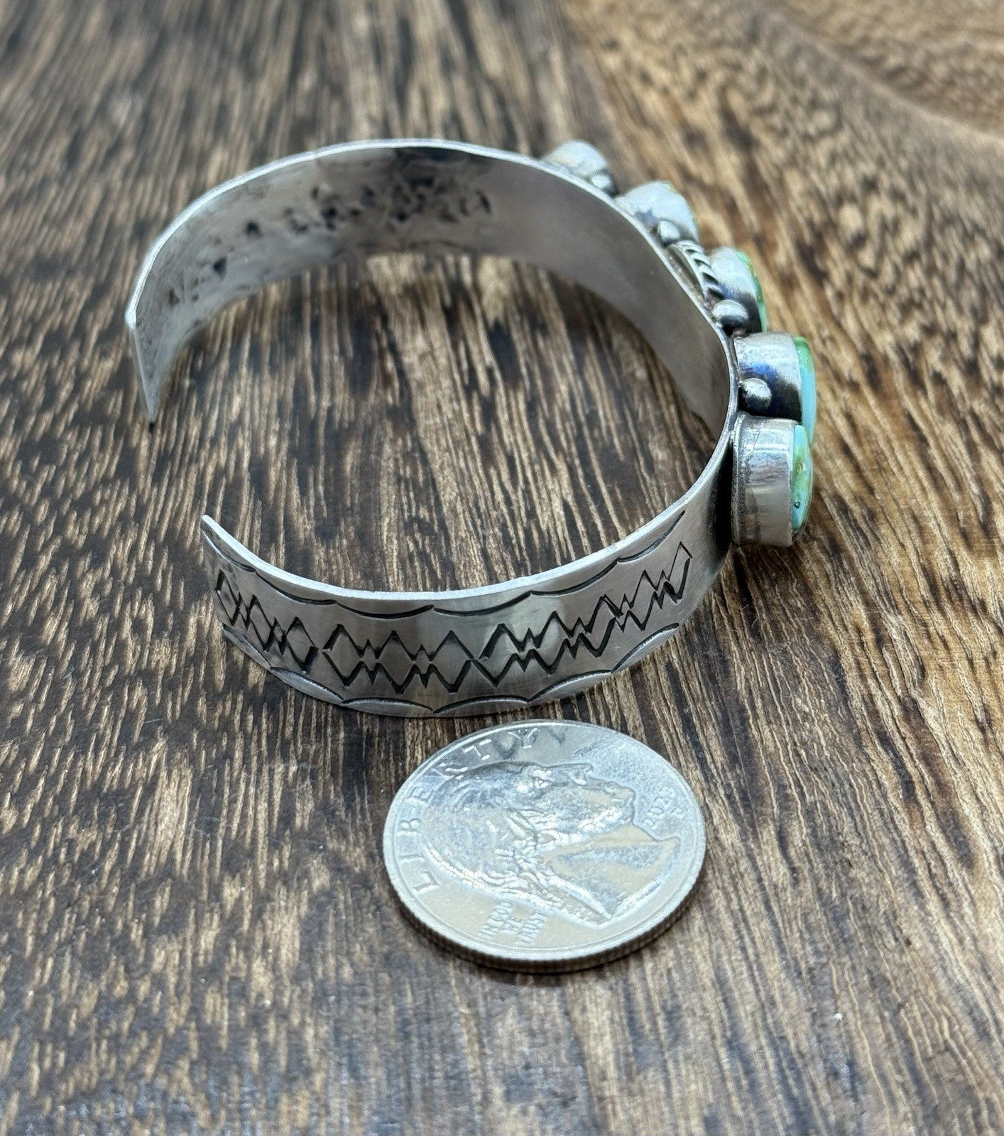 Native Navajo Handmade Sterling Silver Sonoran Gold Turquoise Cuff Bracelet