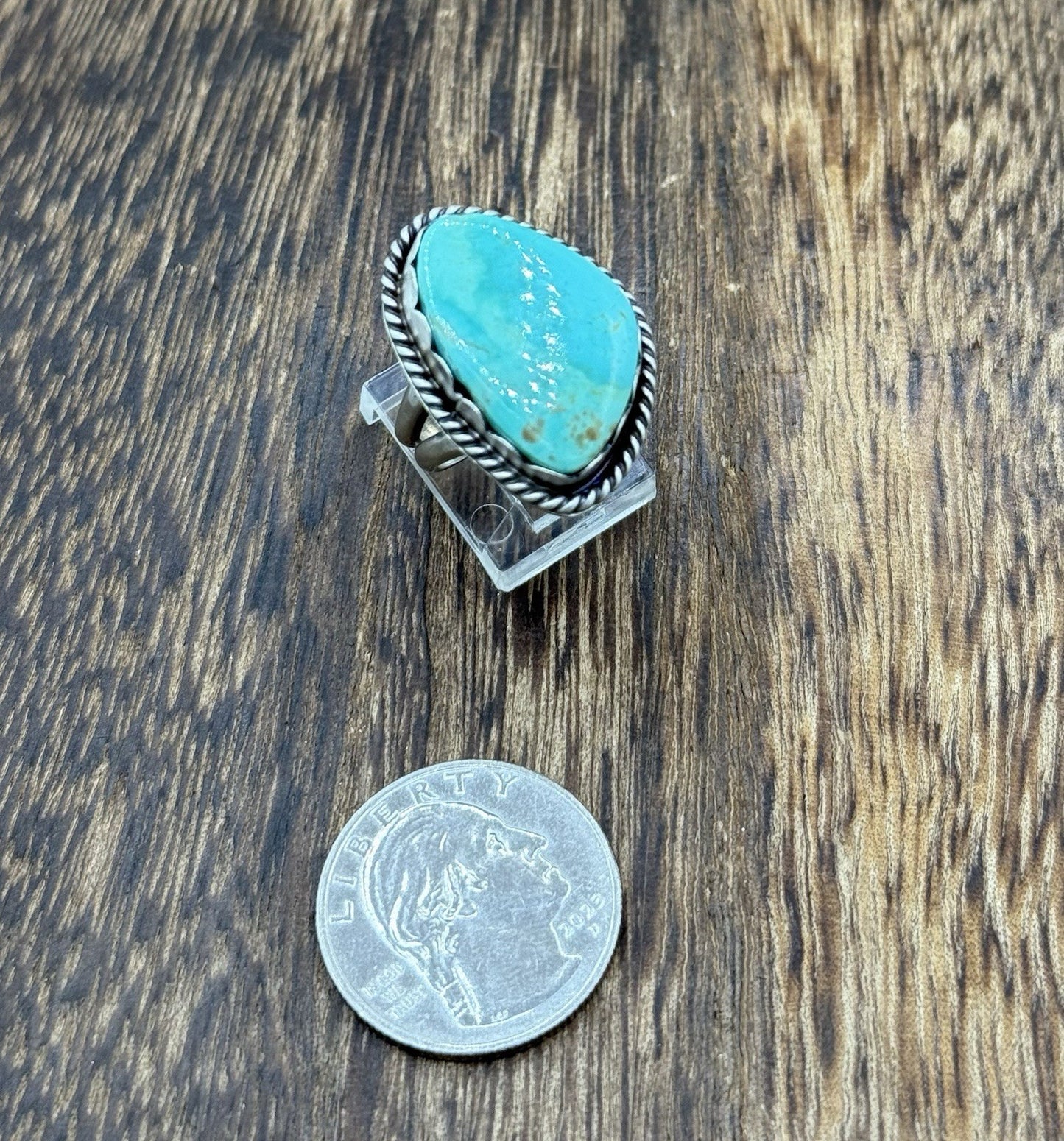 Native American Navajo Handmade Sterling Silver Royston Turquoise Ring Size 7