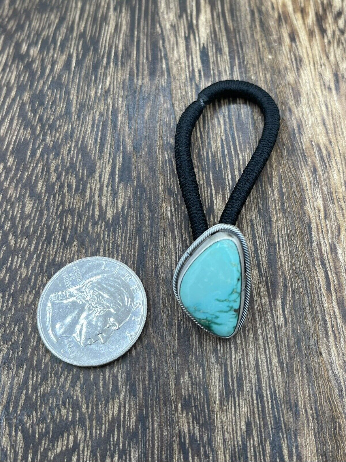 Native American Navajo Handmade Sterling Silver Turquoise Hair Tie Scott Skeets