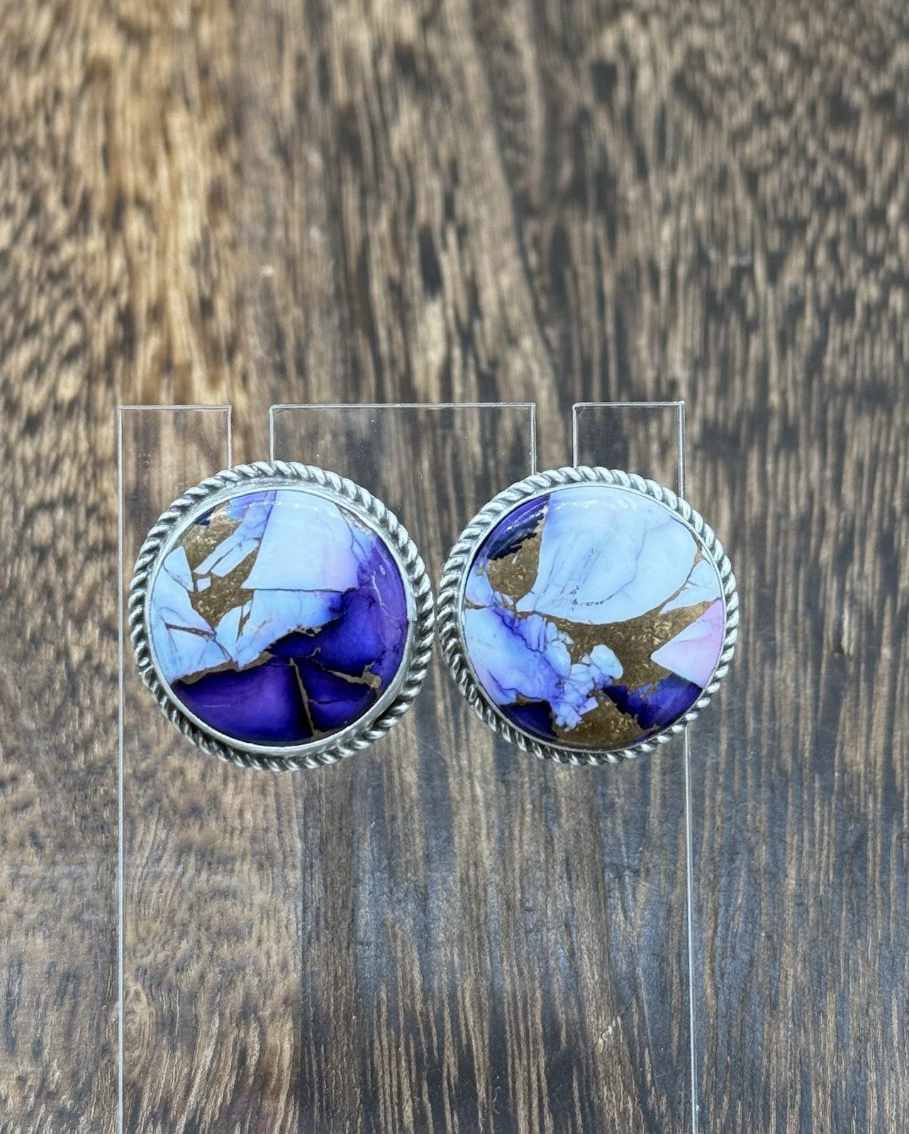 Navajo Handmade Sterling Silver Violet Rose Dahlia Post Earrings Letricia Largo