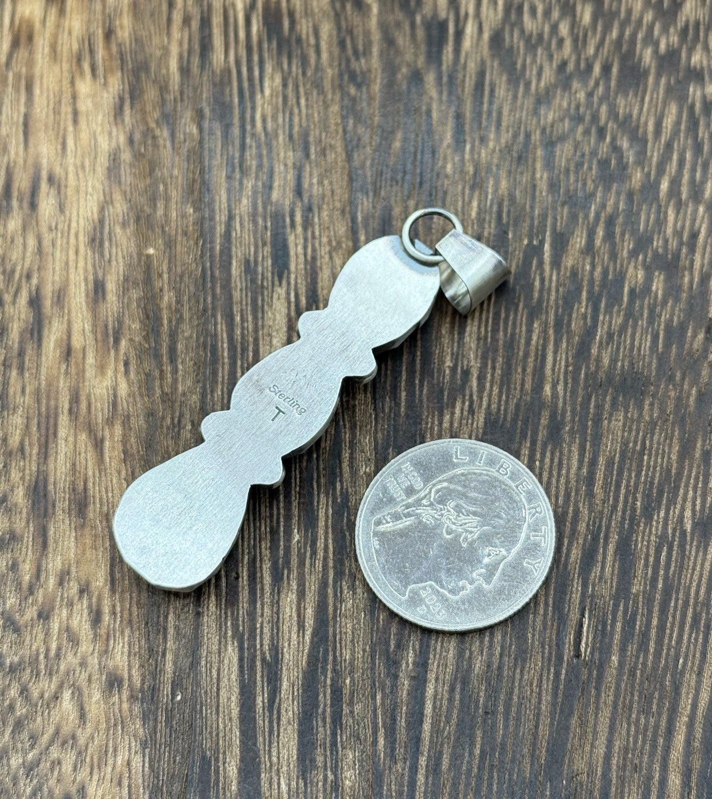 Navajo Handmade Sterling Silver Golden Hills Turquoise Cluster Drop Pendant