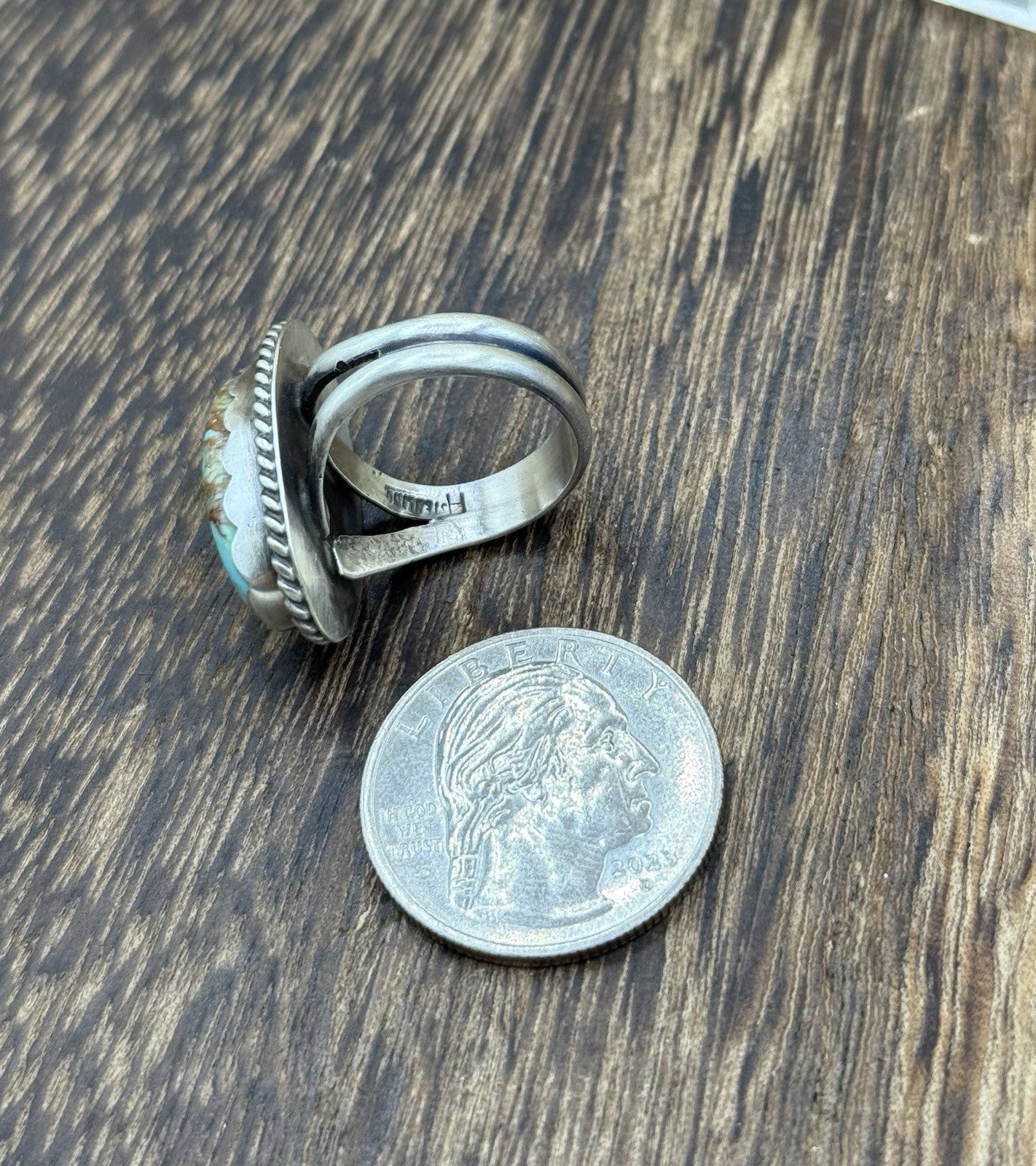 Native American Navajo Handmade Sterling Silver Royston Turquoise Ring Size 7