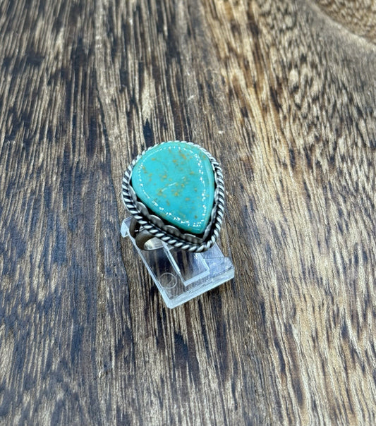 Native American Navajo Handmade Sterling Silver Royston Turquoise Ring Size 7