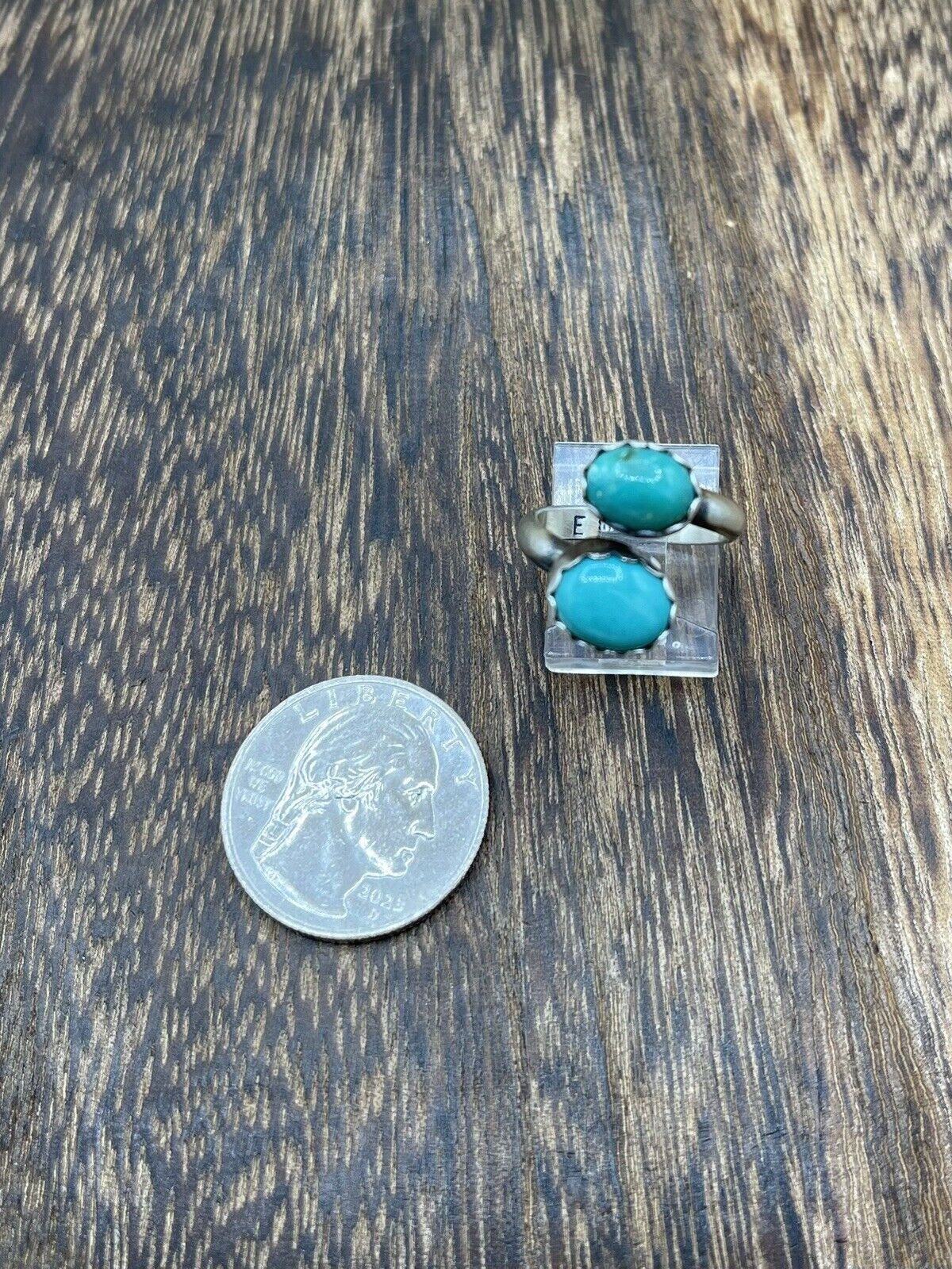 Native American Navajo Handmade Sterling Silver Turquoise Adjustable Ring 6 To 8