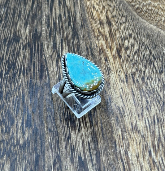 Native American Navajo Handmade Sterling Silver Royston Turquoise Ring Size 8