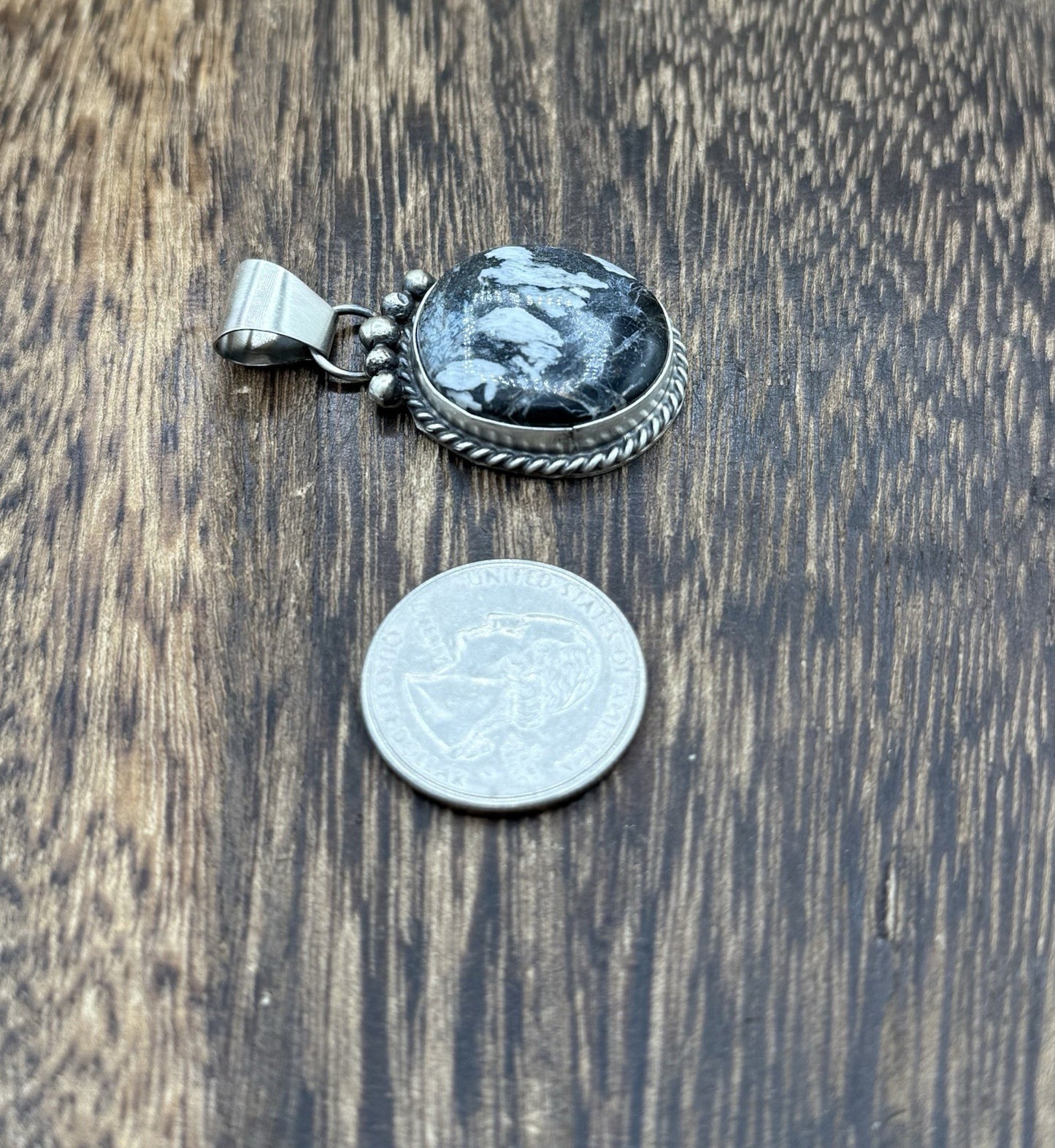Native American Navajo Handmade Sterling Silver White Buffalo Pendant Old Look