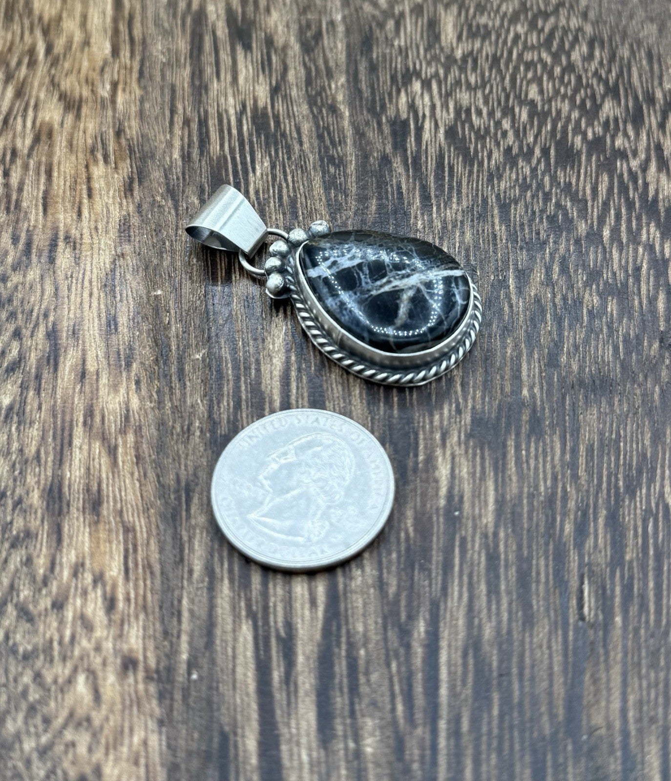 Native American Navajo Handmade Sterling Silver White Buffalo Pendant Old Look