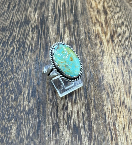 Native American Navajo Handmade Sterling Silver Royston Turquoise Ring Size 10