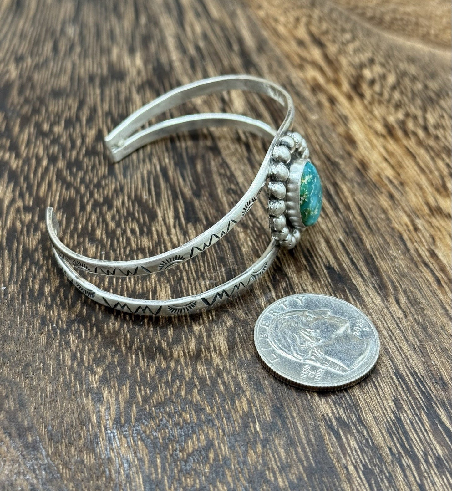 Native Navajo Handmade Sterling Silver Sonoran Gold Turquoise Cuff Bracelet