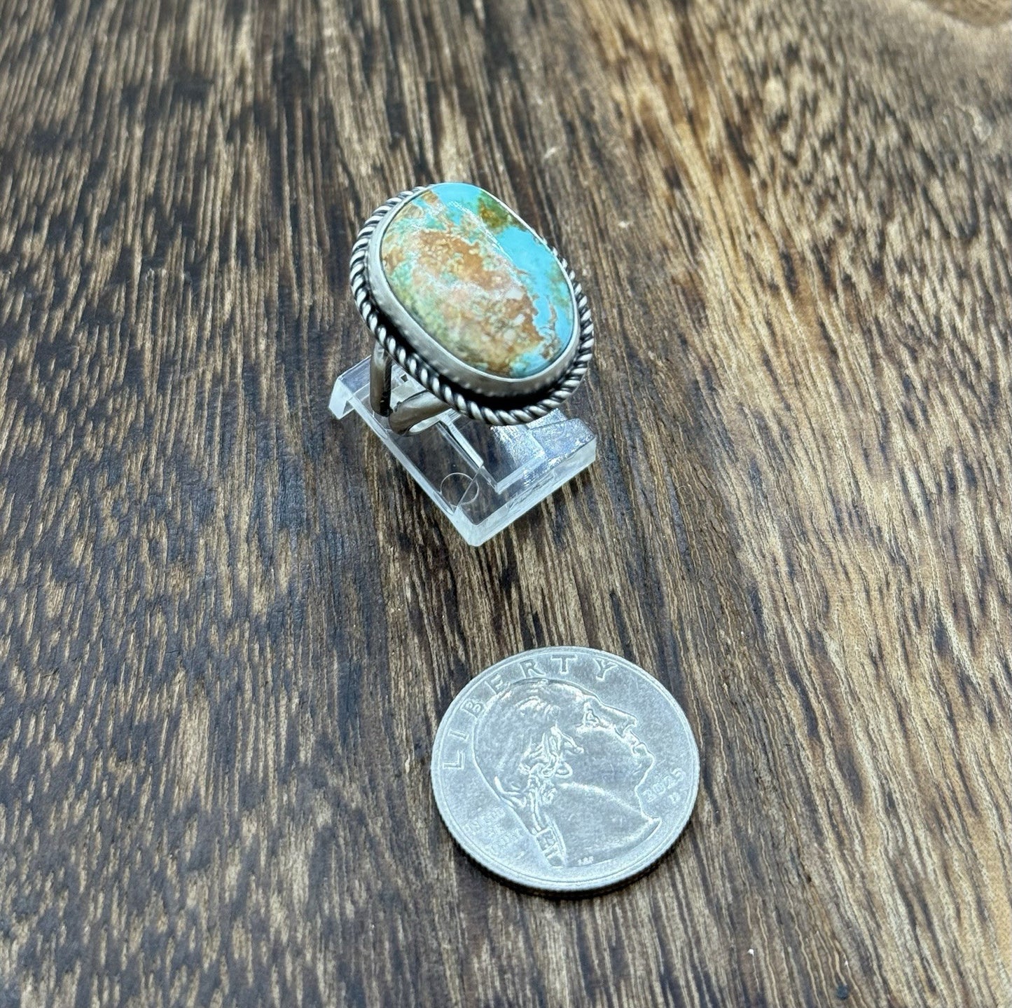 Native American Navajo Handmade Sterling Silver Royston Turquoise Ring Size 7