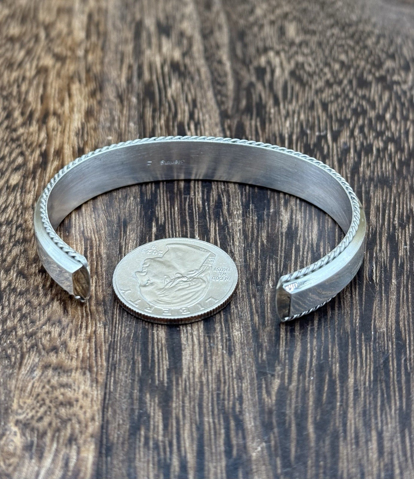 Navajo Handmade Sterling Silver White Buffalo Inlay Cuff Bracelet Francis Yazzie