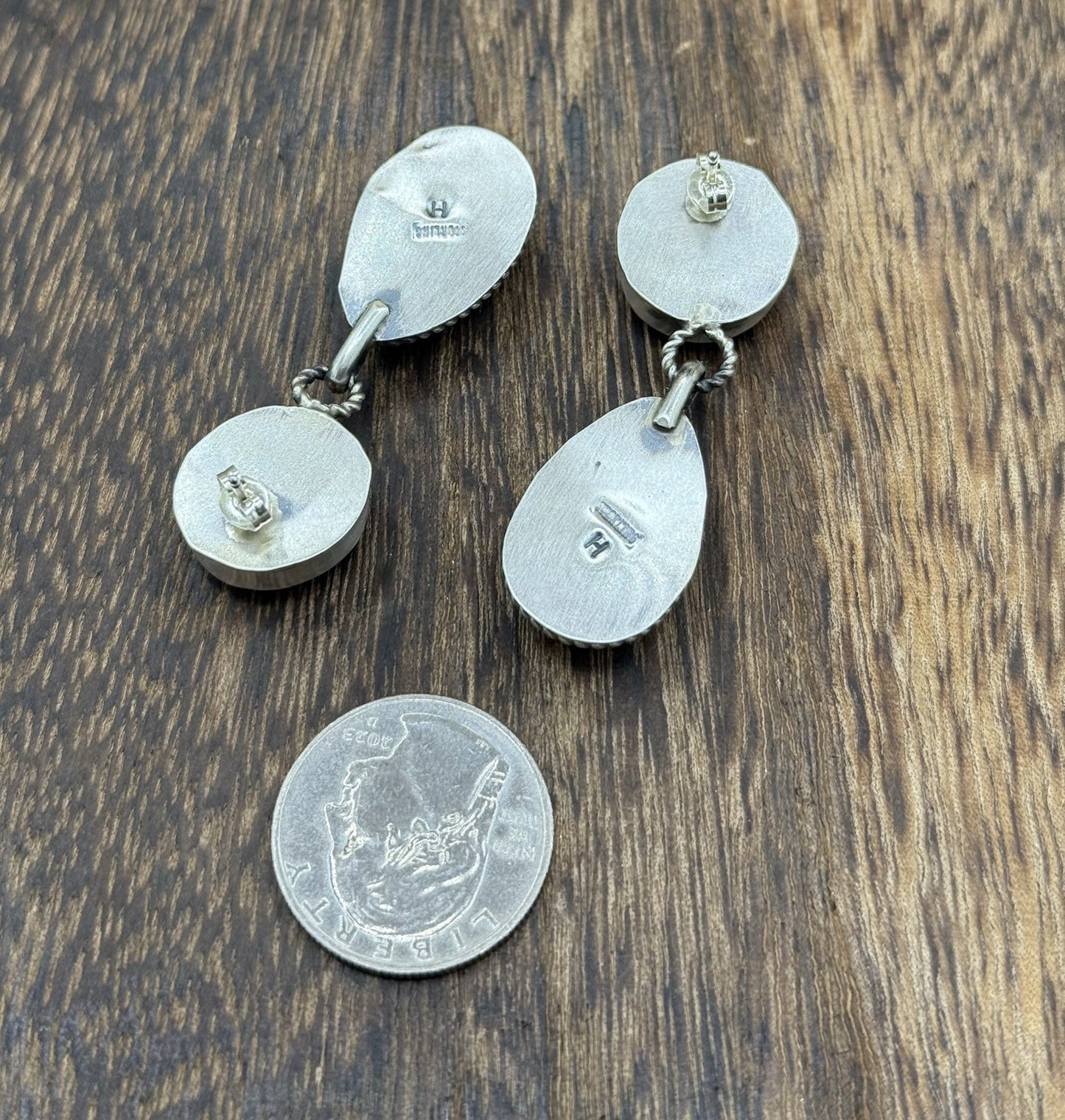 Navajo Handmade Sterling Silver Mixed Spiny Oyster Shell Post Dangle Earrings