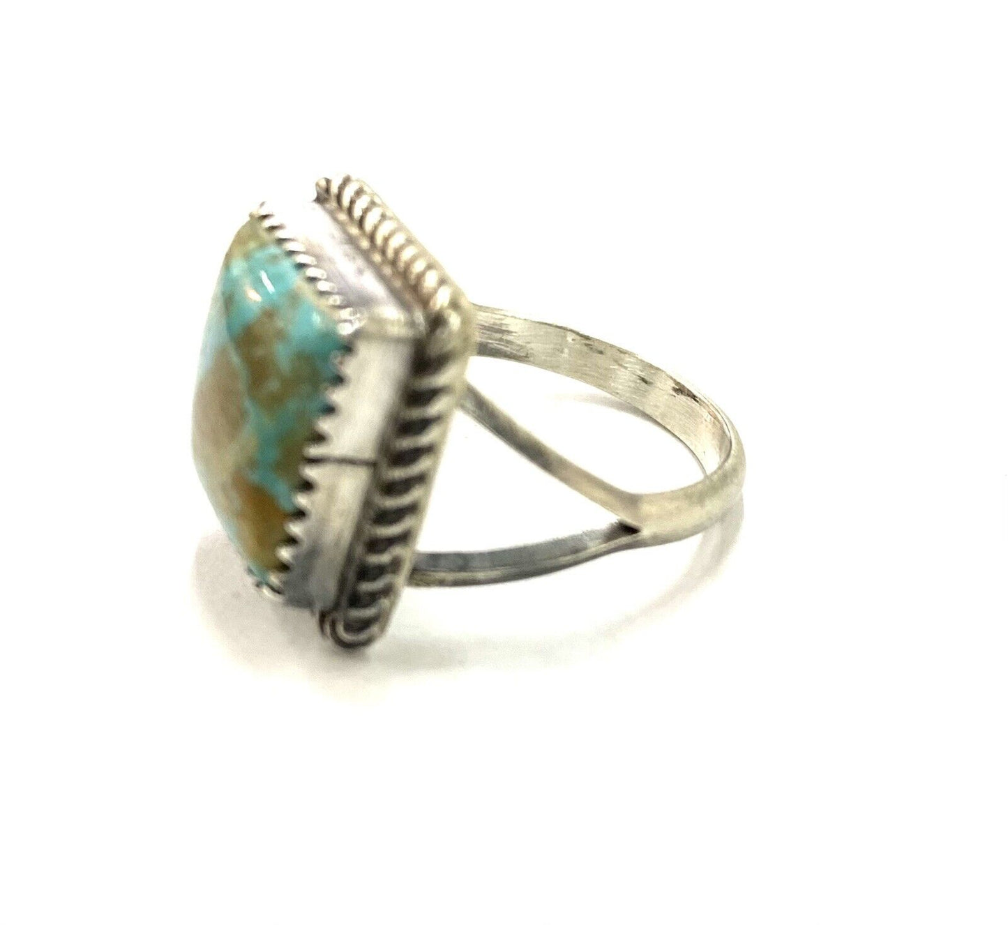 Native American Sterling Silver Navajo Handmade Natural Turquoise Ring Size 6.5