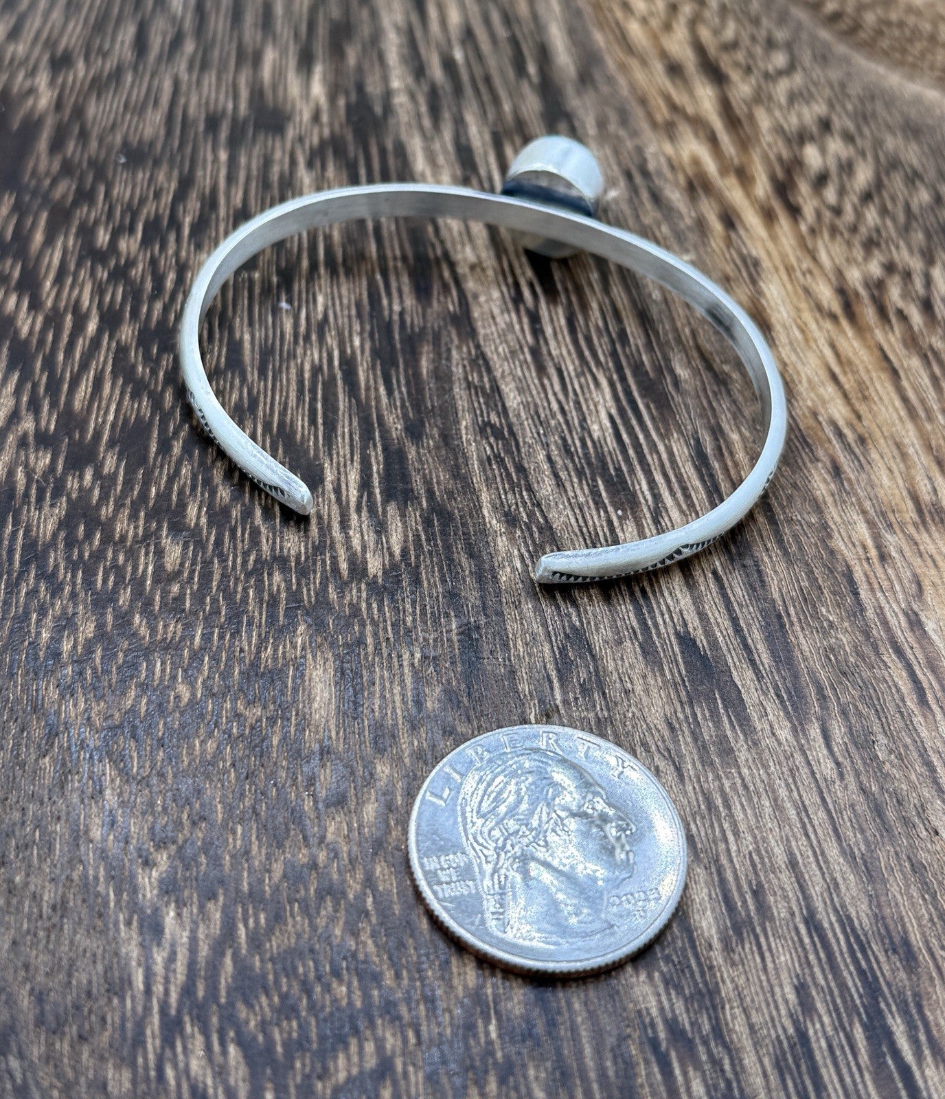 Navajo Handmade Sterling Silver Blue Ridge Turquoise Stacker Cuff Bracelet