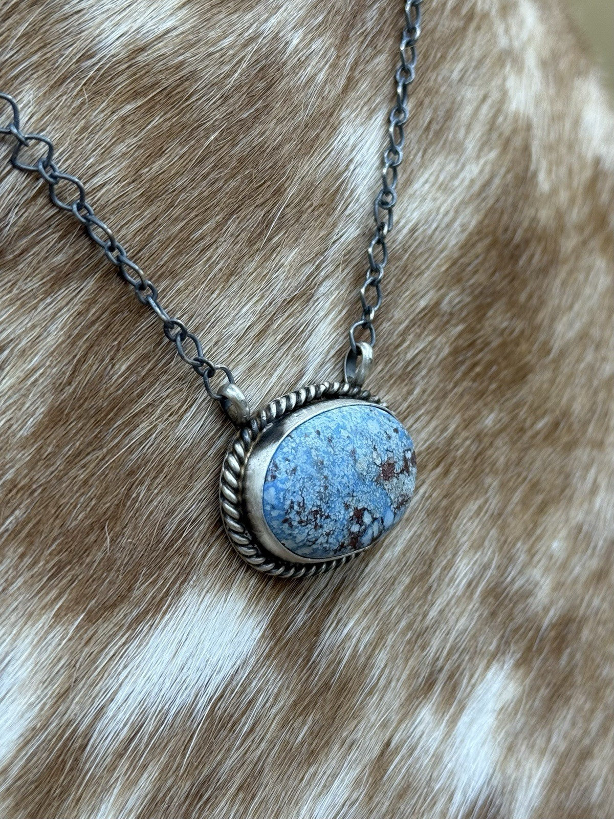 Native Navajo Handmade Sterling Silver Golden Hills Turquoise Bar Necklace 18”