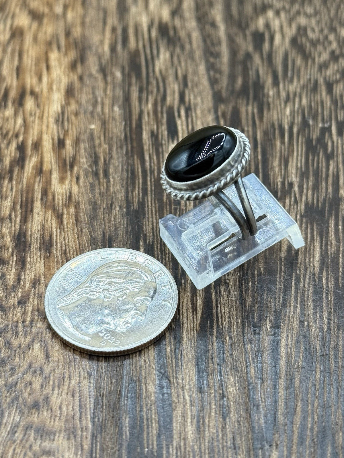 Native Navajo Handmade Sterling Silver Black Onyx Band Rings By Byron Begay