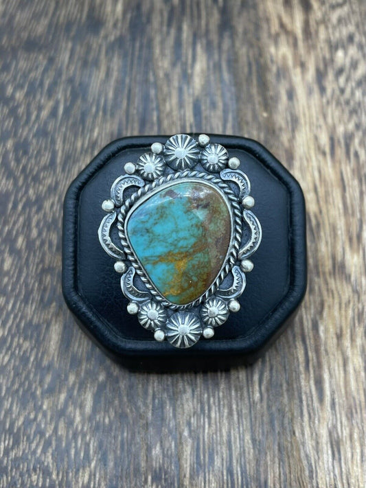 Native American Sterling Silver Navajo Handmade Royston Turquoise Ring Sz 9