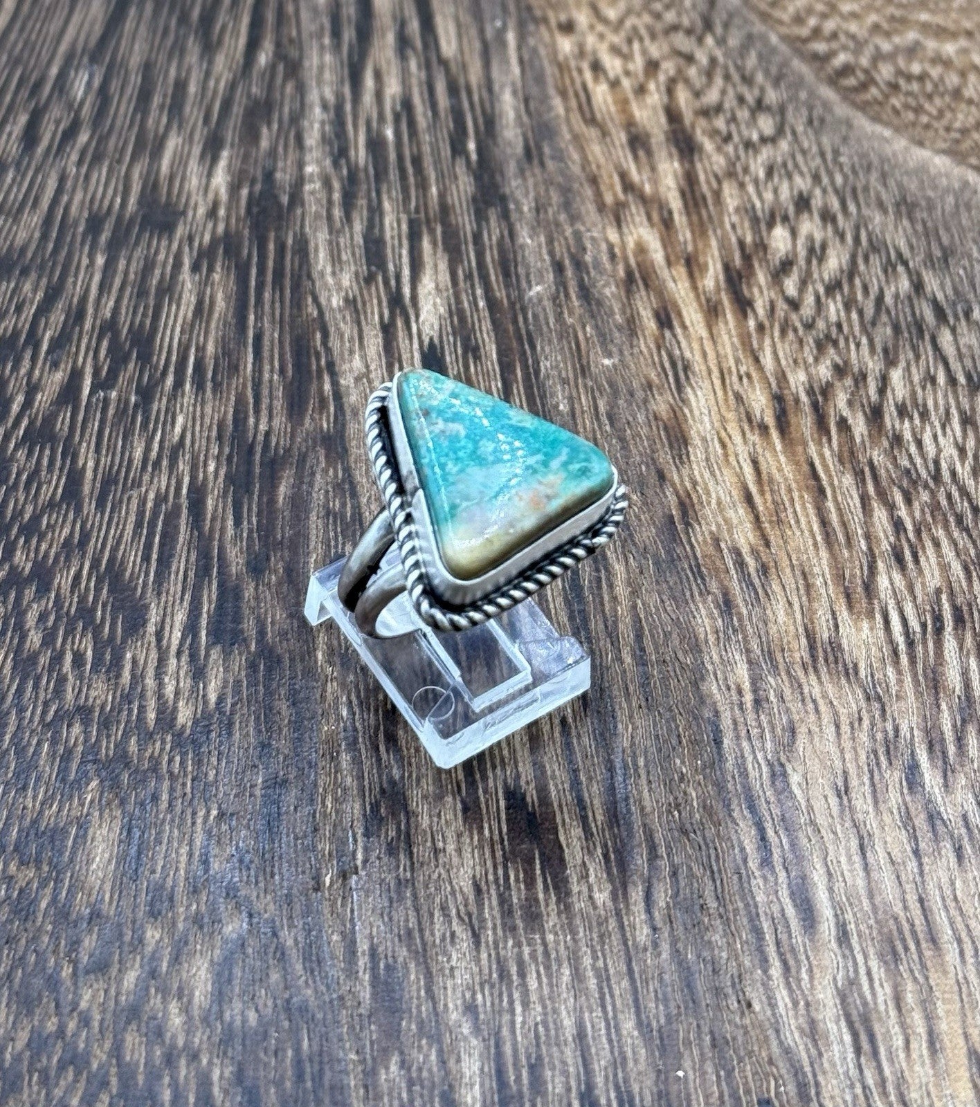 Native American Navajo Handmade Sterling Silver Royston Turquoise Ring Size 8