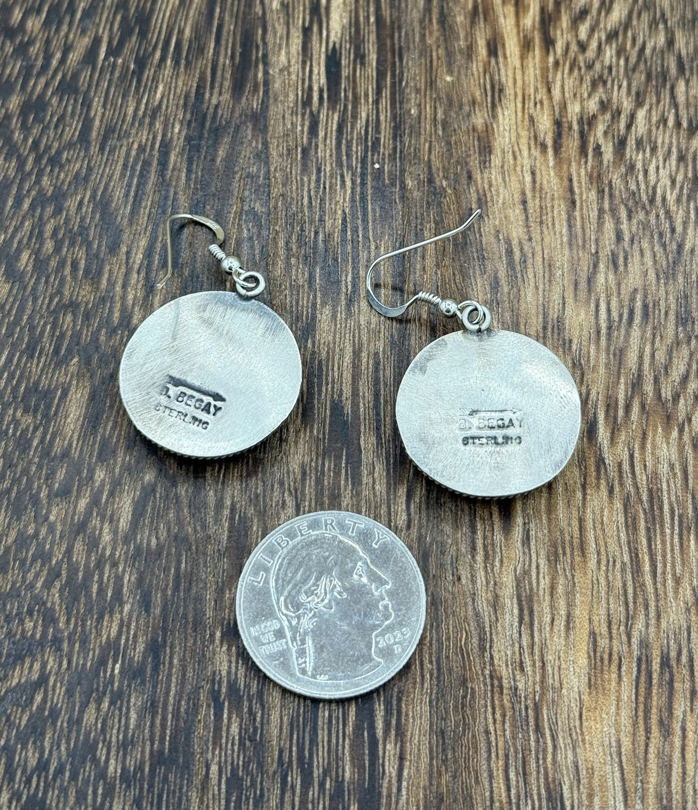 Navajo Handmade Sterling Silver Violet Rose Dahlia Dangle Drop Earrings Byron B.