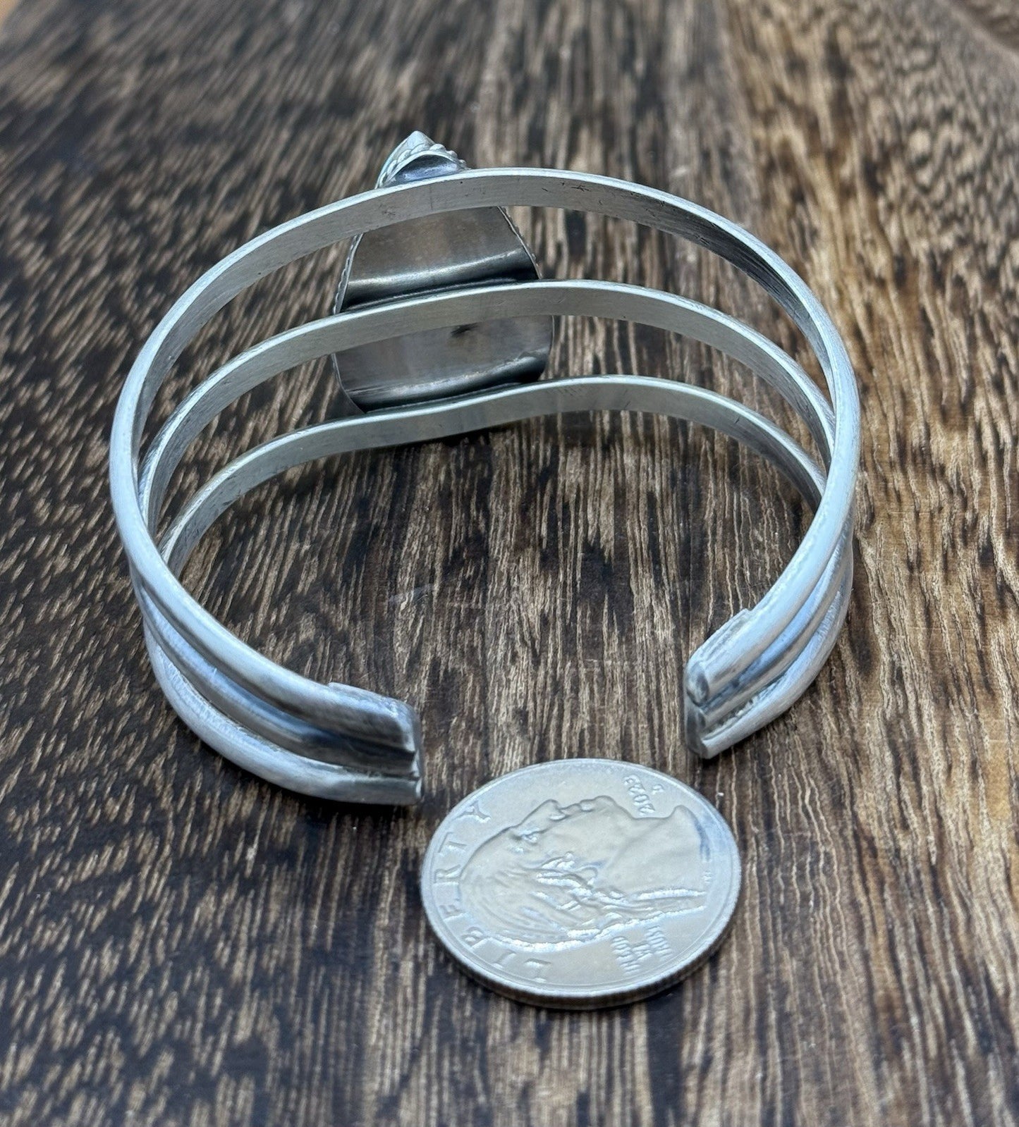 Native American Navajo Handmade Sterling Silver Royston Turquoise Cuff Bracelet