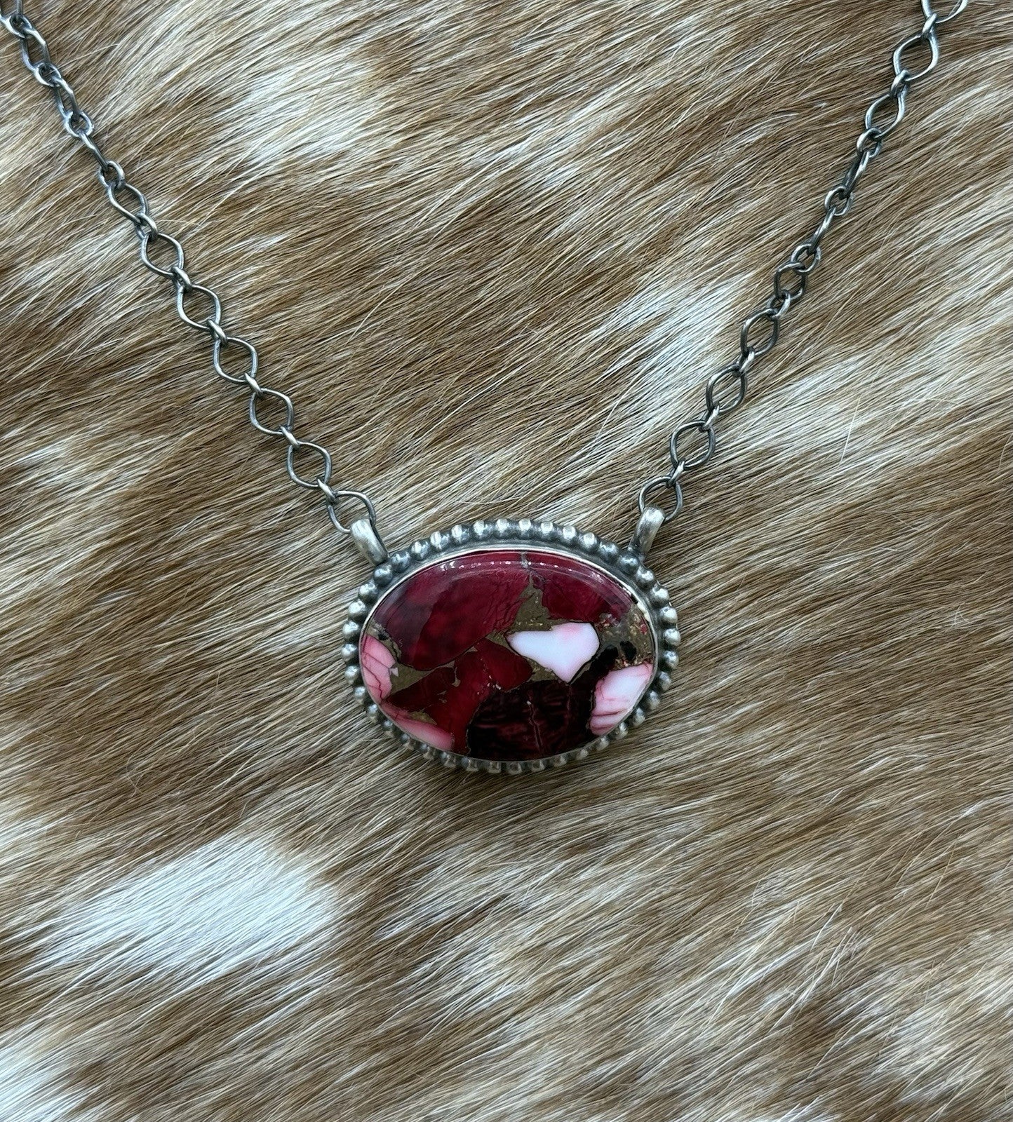 Native American Navajo Handmade Sterling Silver Dahlia Rose Bar Necklace 18”