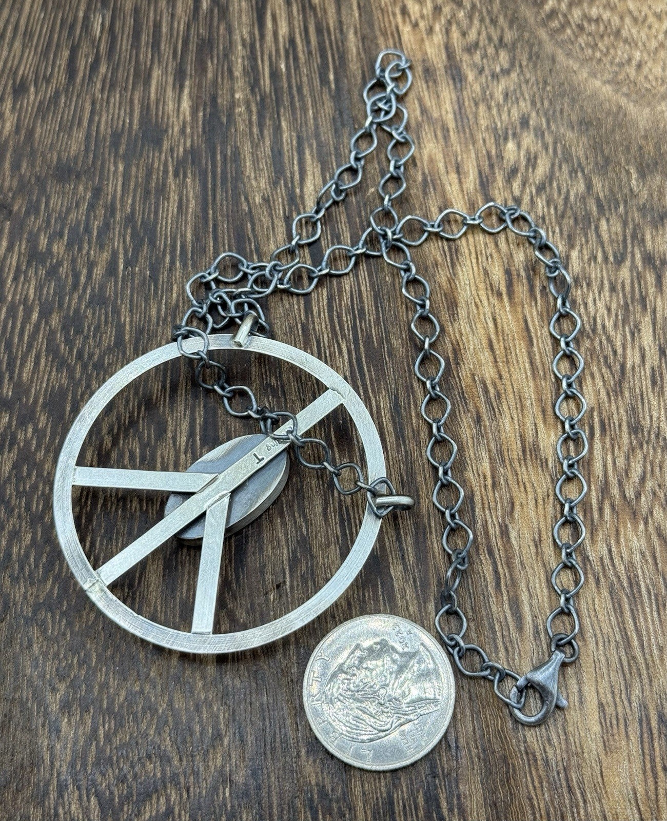 Native American Navajo handmade Sterling Silver Turquoise Peace Hippie Necklace