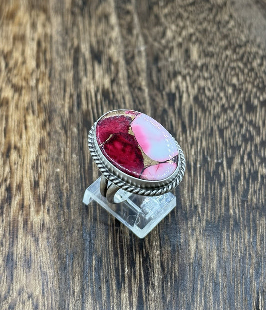 Navajo Handmade Sterling Silver Dahlia Rose Adjustable Ring Size 7 To 10