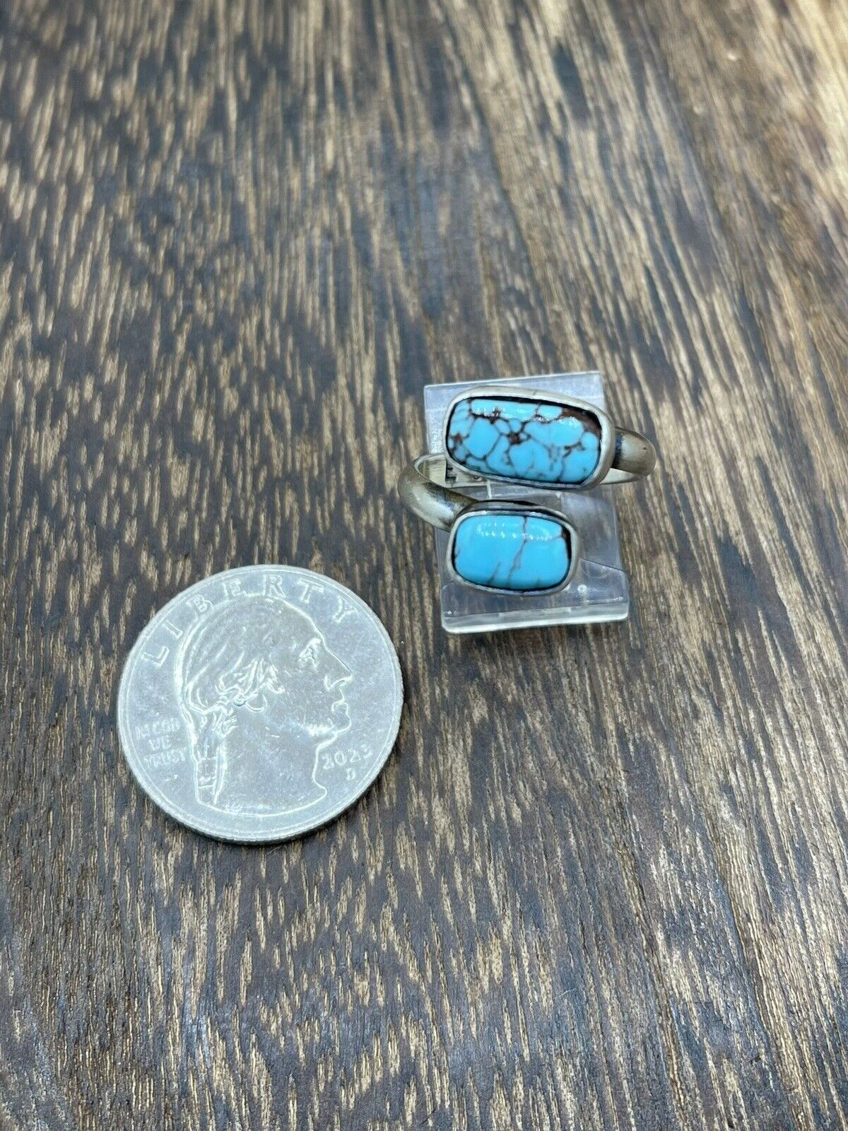 Native American Navajo Handmade Sterling Silver Turquoise Adjustable Ring 6 To 8