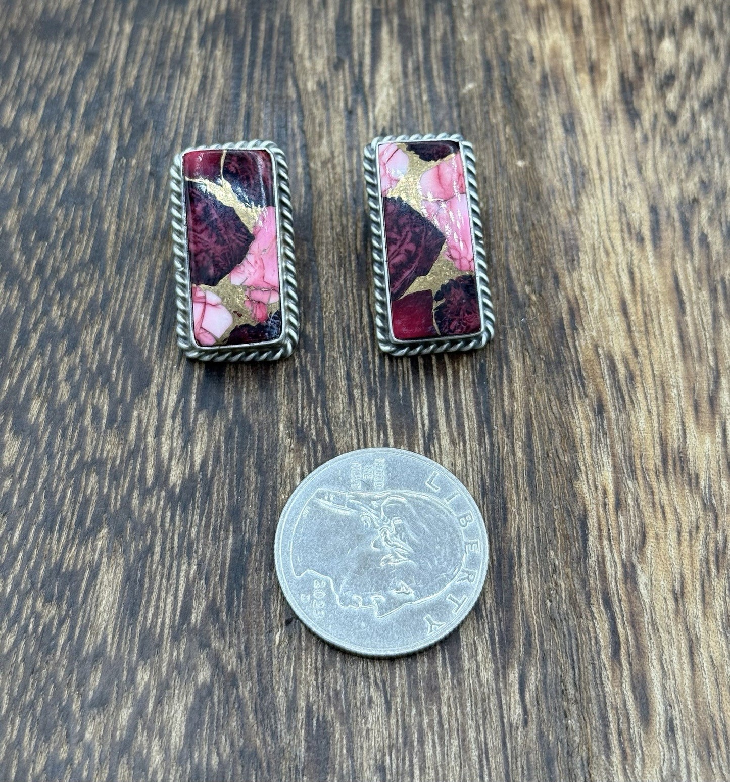 Native Navajo Handmade Sterling Silver Dahlia Rose Stud Earrings