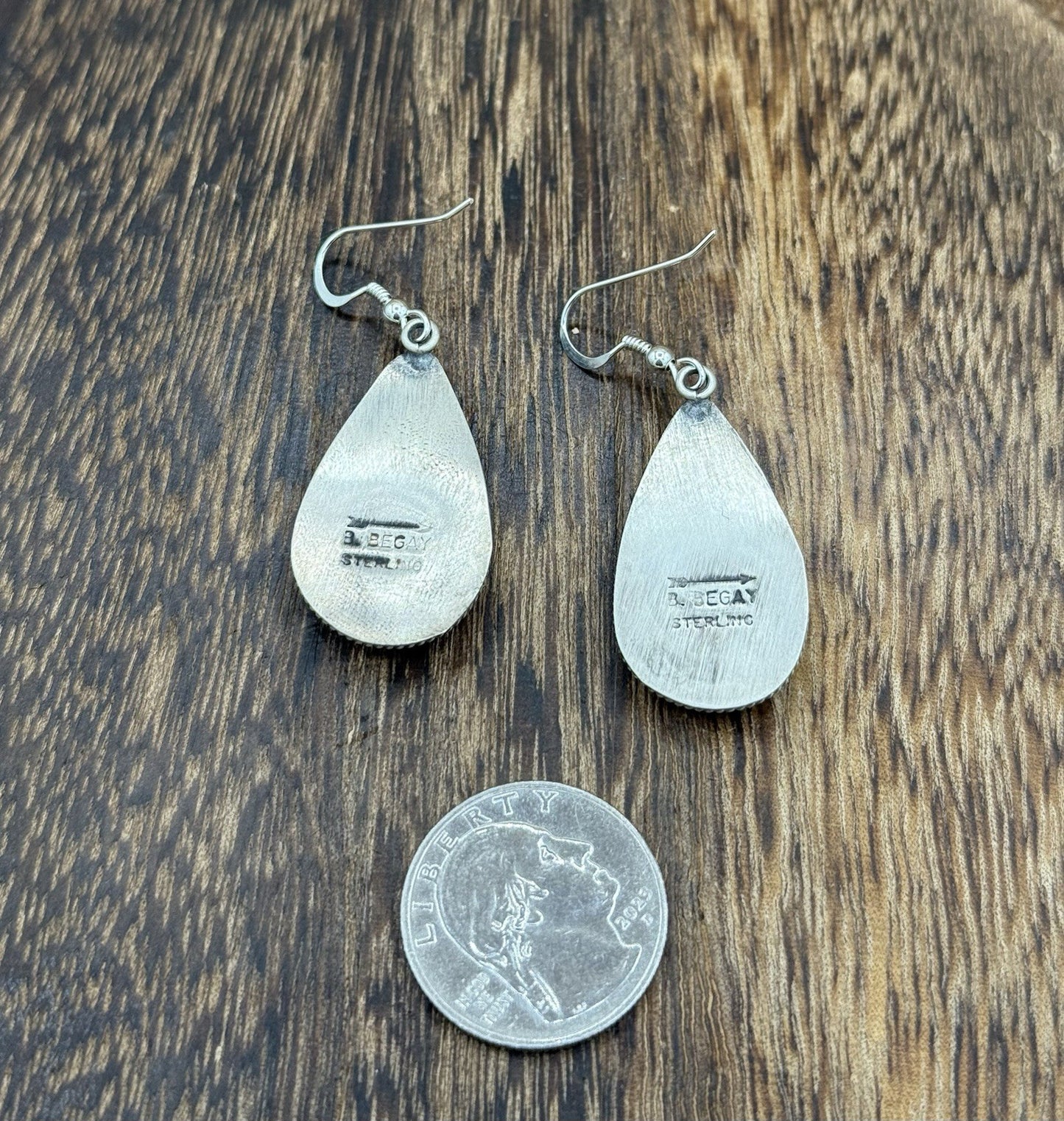 Navajo Handmade Sterling Silver Violet Rose Dahlia Dangle Drop Earrings Byron B.