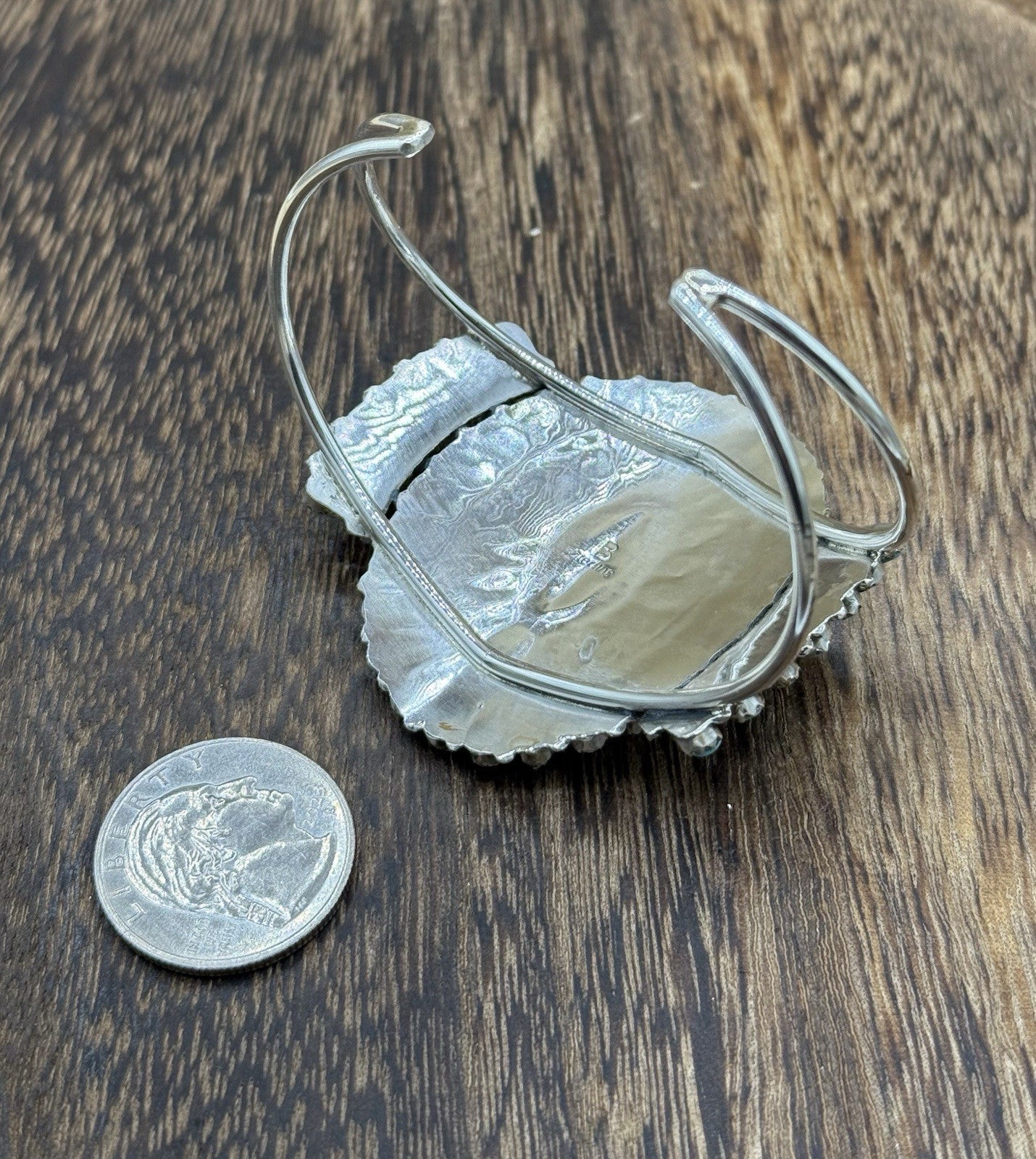 Native American Navajo Handmade Sterling Silver Turquoise Cluster Cuff Bracelet