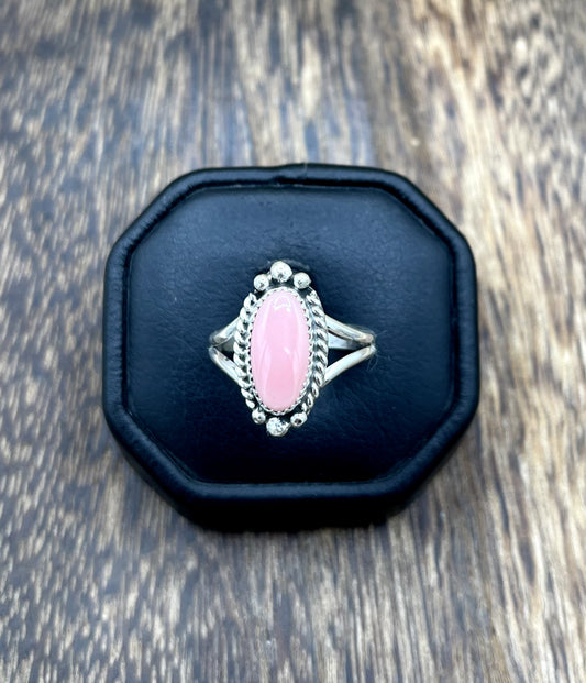 Navajo Handmade Sterling Silver Pink Conch Shell Band 6-9 Rings By Byron Begay