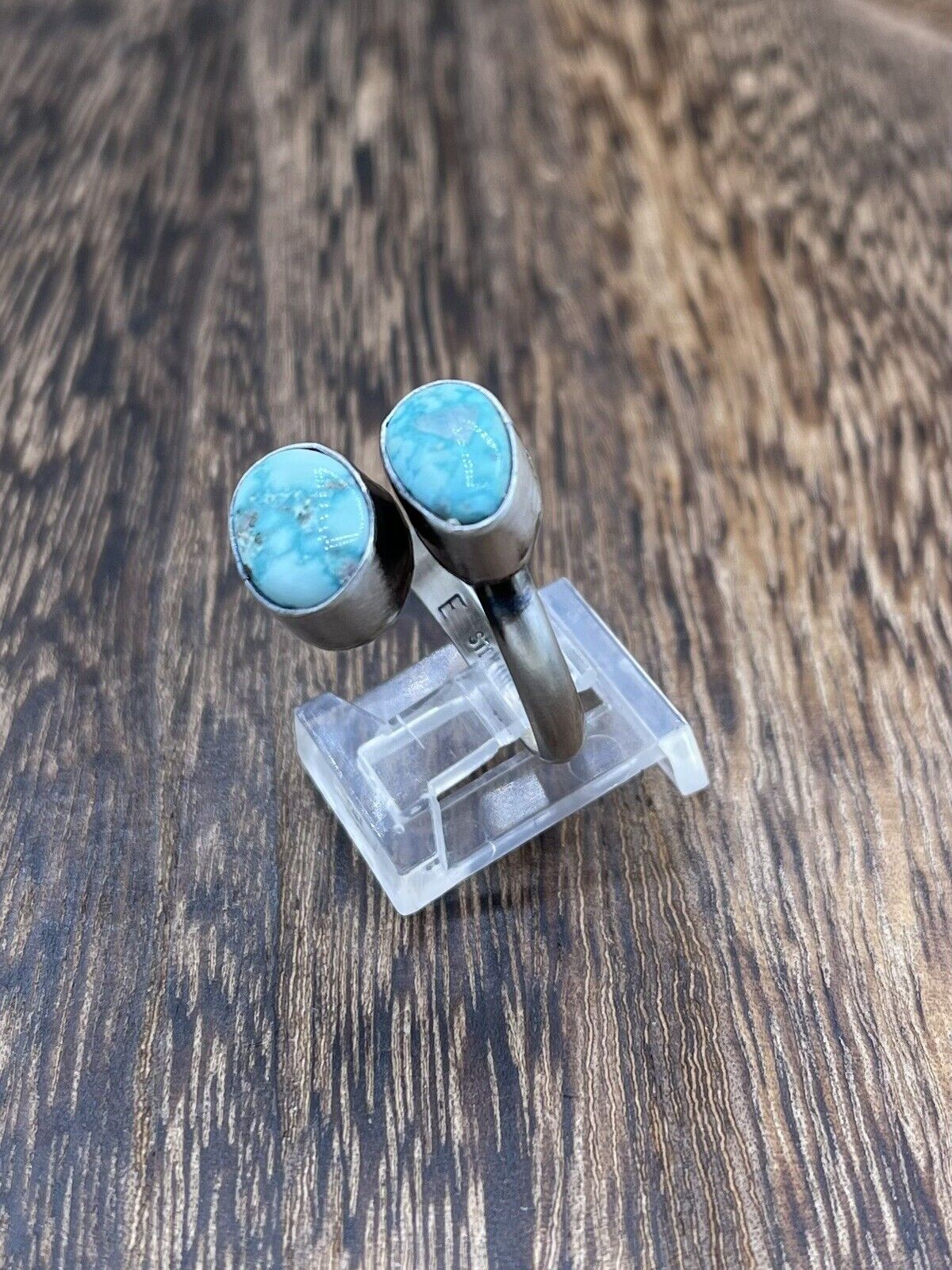 Native American Navajo Handmade Sterling Silver Turquoise Adjustable Ring 6 To 8