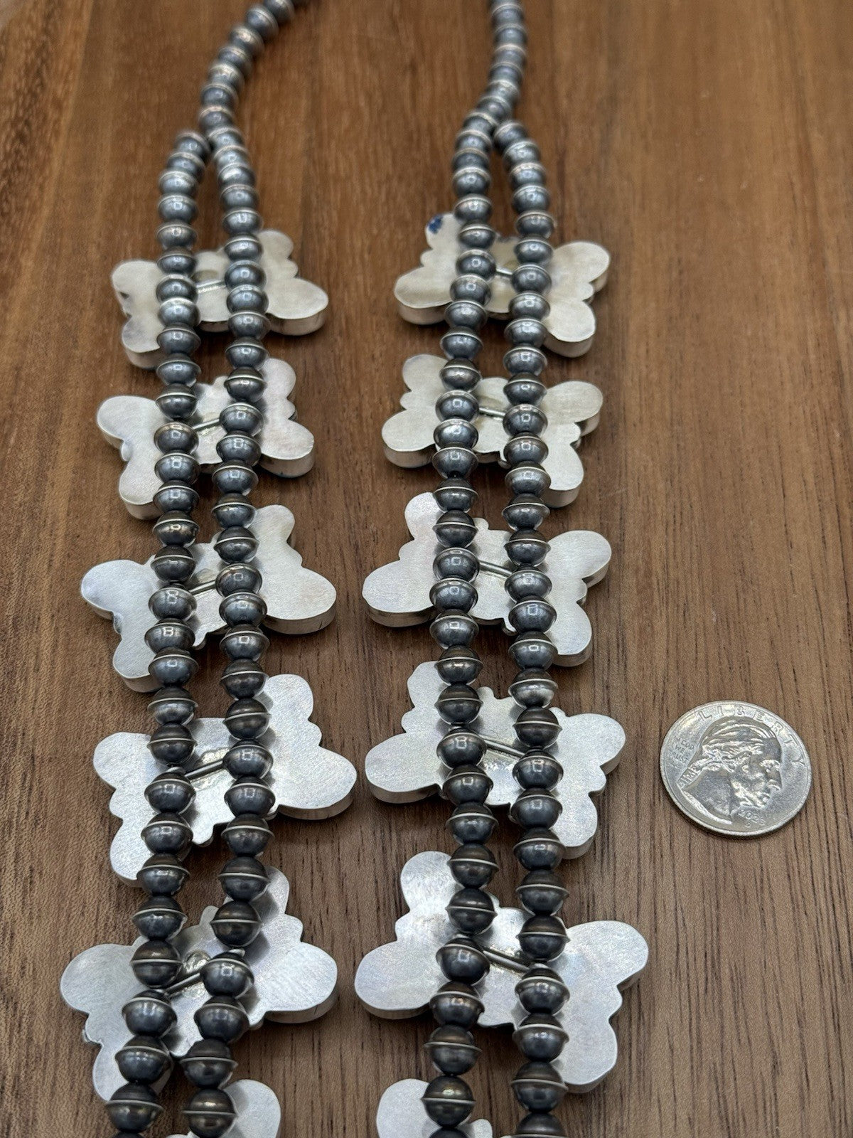 Navajo Handmade Sterling Silver Blue Ridge Turquoise Squash Blossom Necklace