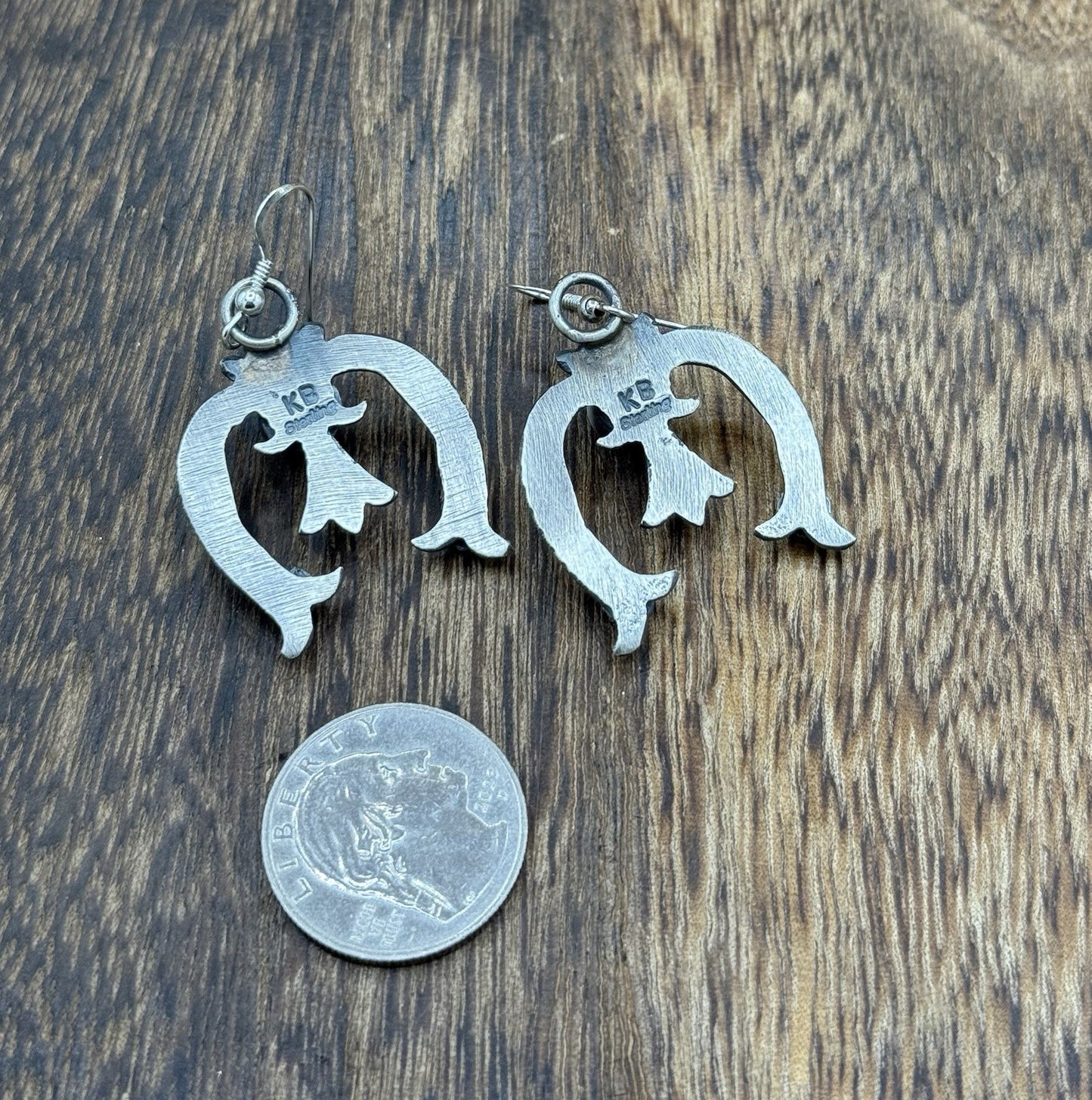 Navajo Handmade Sterling Silver Old Look Kingman Turquoise Earrings Kevin Billah