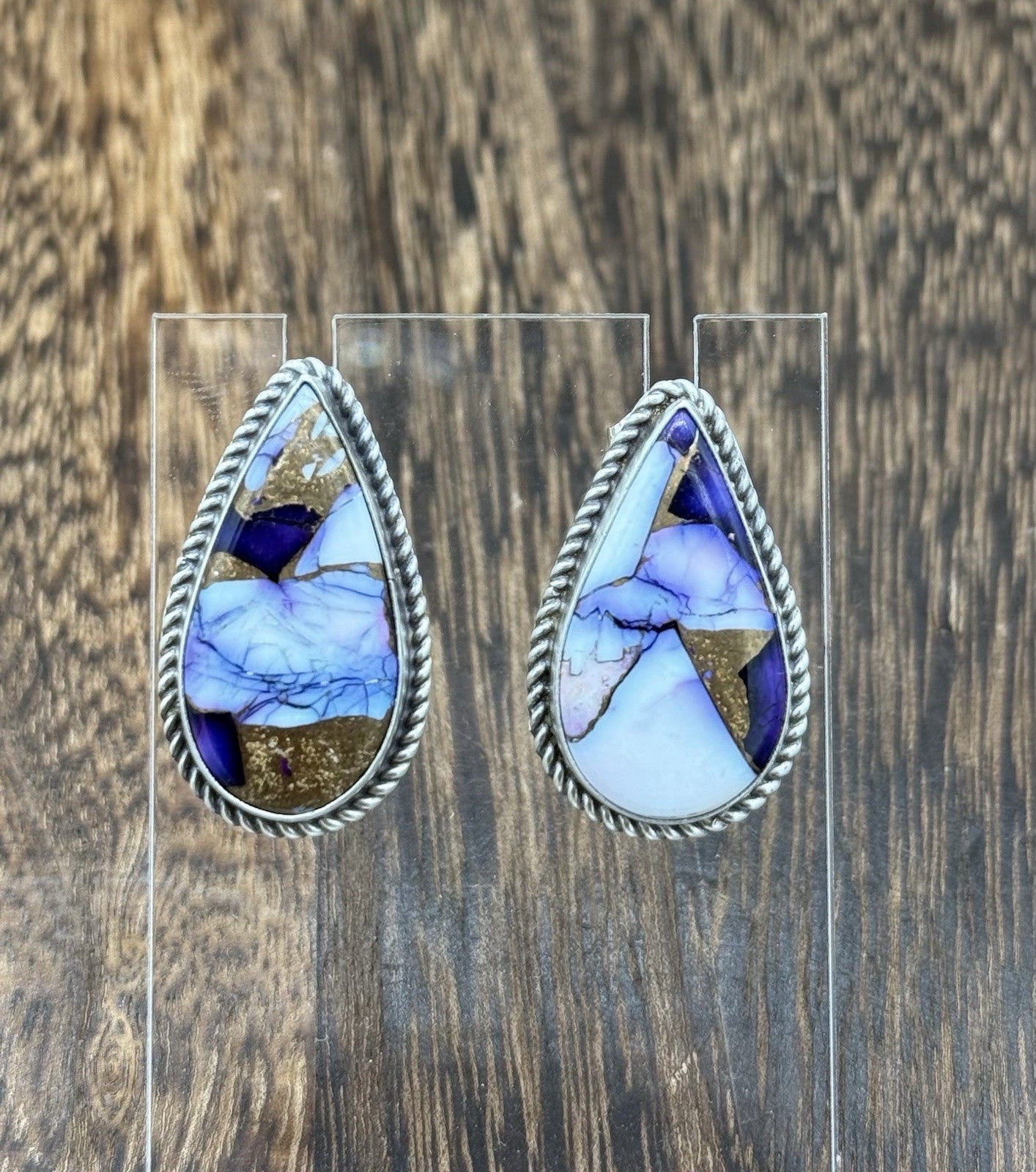 Navajo Handmade Sterling Silver Violet Rose Dahlia Post Earrings Letricia Largo