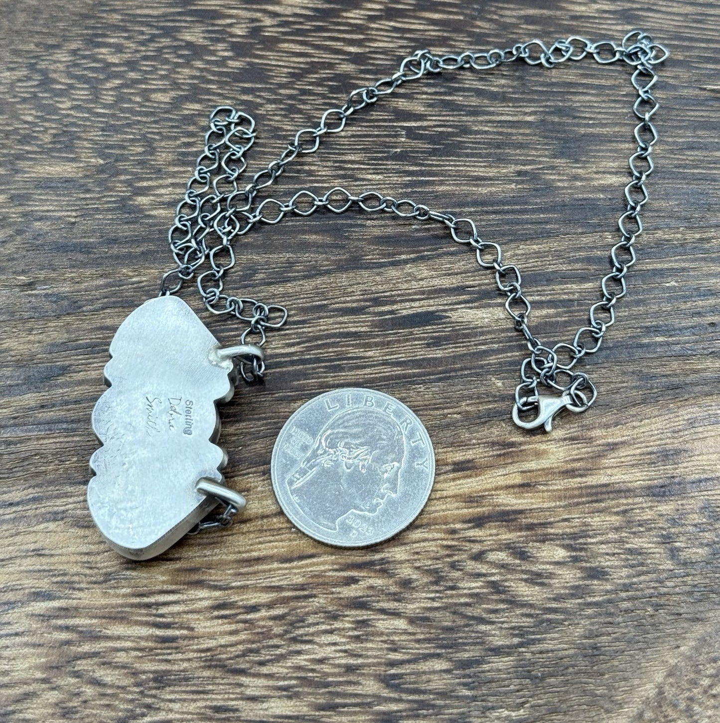 Navajo Handmade Sterling Silver Purple Spiny Oyster Cluster Bar Necklace 18”