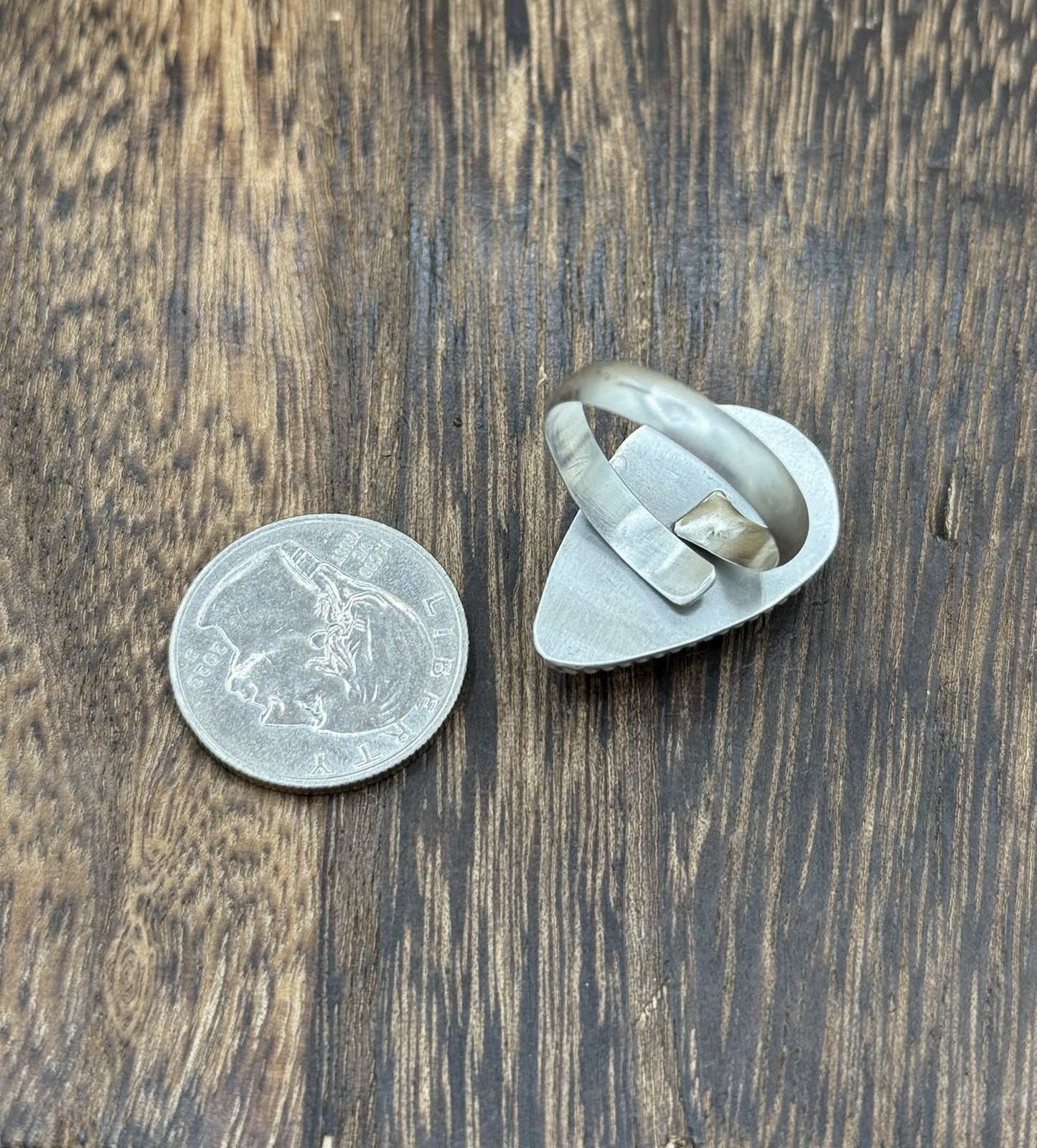 Navajo Handmade Sterling Silver Violet Rose Adjustable Ring  Size 7 To 10