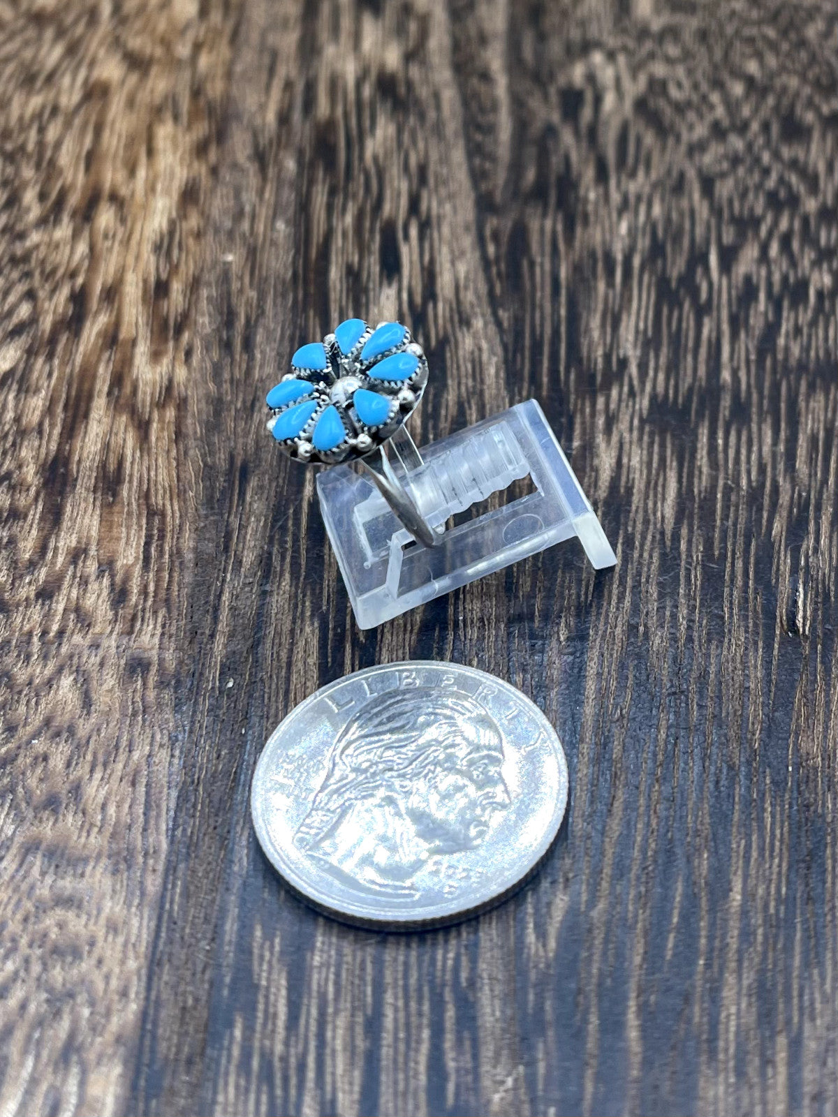 Zuni Handmade Sterling Silver Kingman Turquoise Cluster rings Tricia Leekity