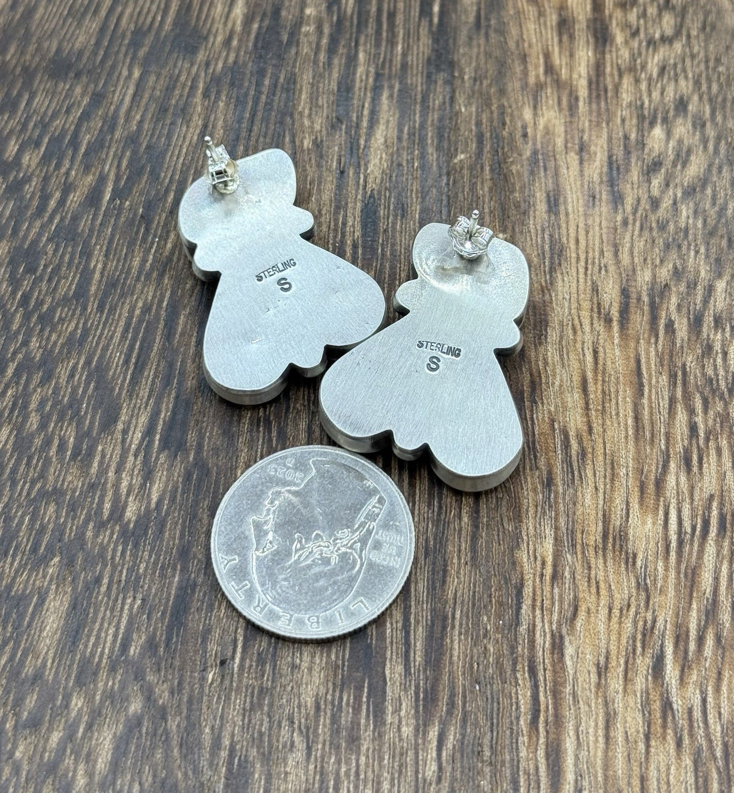 Navajo Handmade Sterling Silver Red Spiny Oyster Shell Post Cluster Earrings