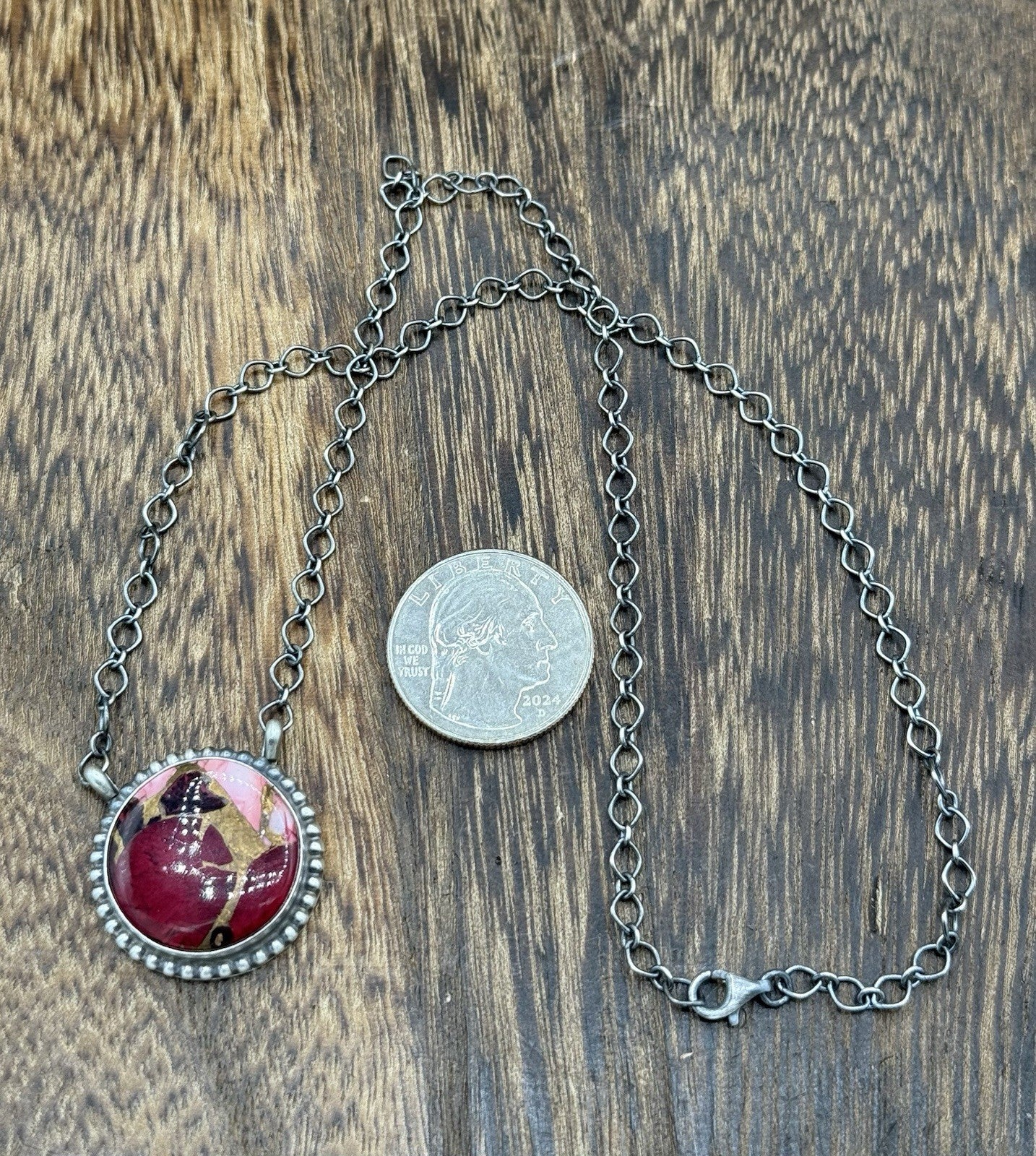 Native American Navajo Handmade Sterling Silver Dahlia Rose Bar Necklace 18”