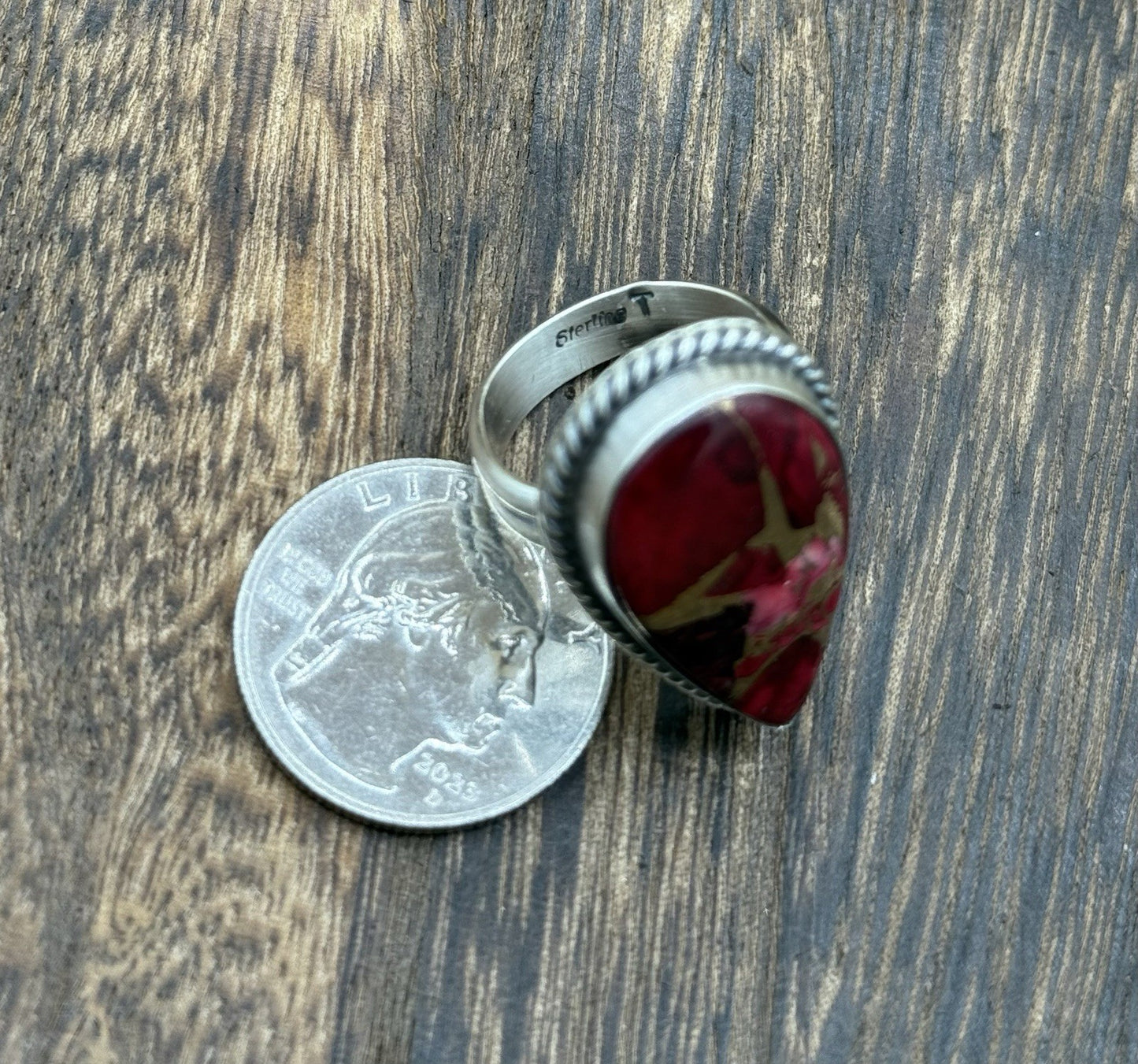 Navajo Handmade Sterling Silver Dahlia Rose Adjustable Ring Size 7 To 10