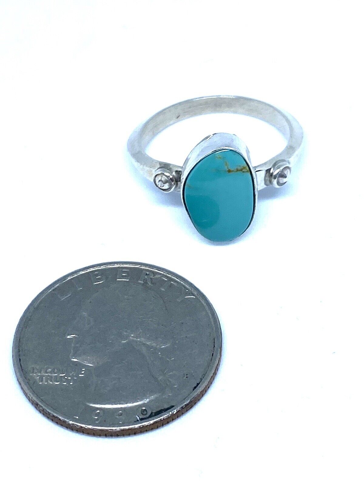 Native American Sterling Silver Navajo Handmade Natural Turquoise Ring Size 9