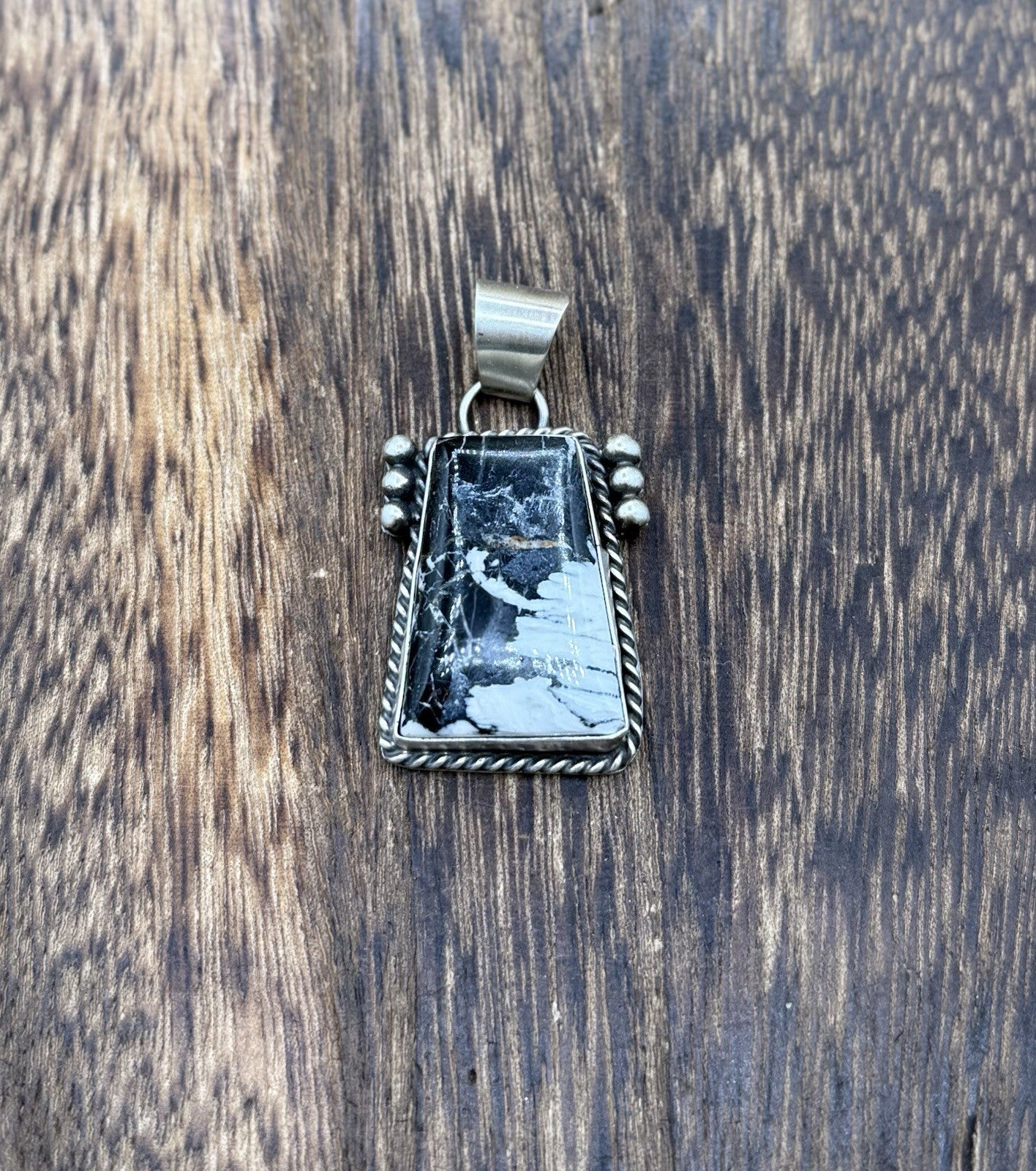 Native American Navajo Handmade Sterling Silver White Buffalo Pendant Old Look