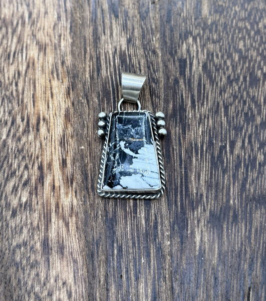 Native American Navajo Handmade Sterling Silver White Buffalo Pendant Old Look