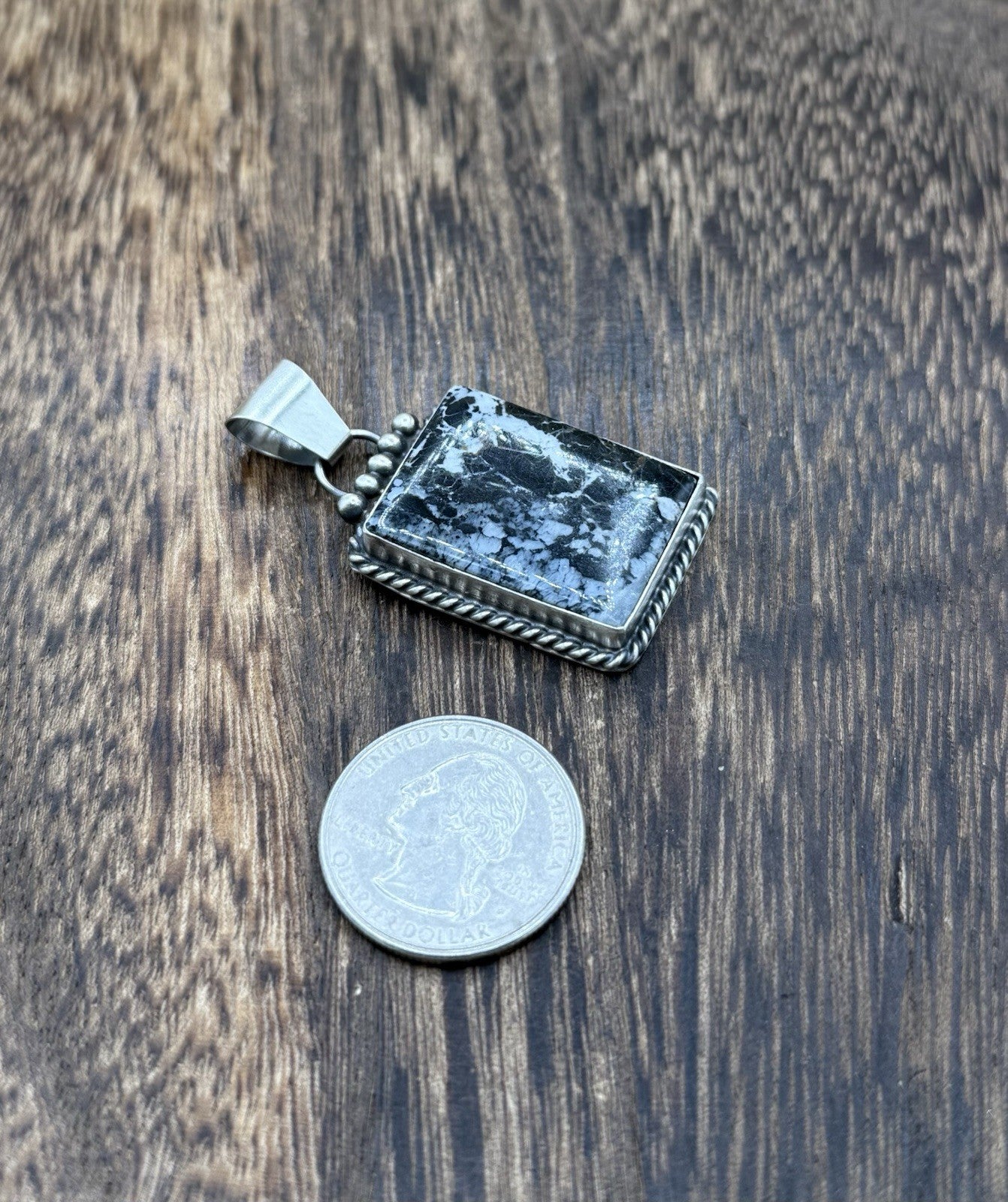 Native American Navajo Handmade Sterling Silver White Buffalo Pendant Old Look