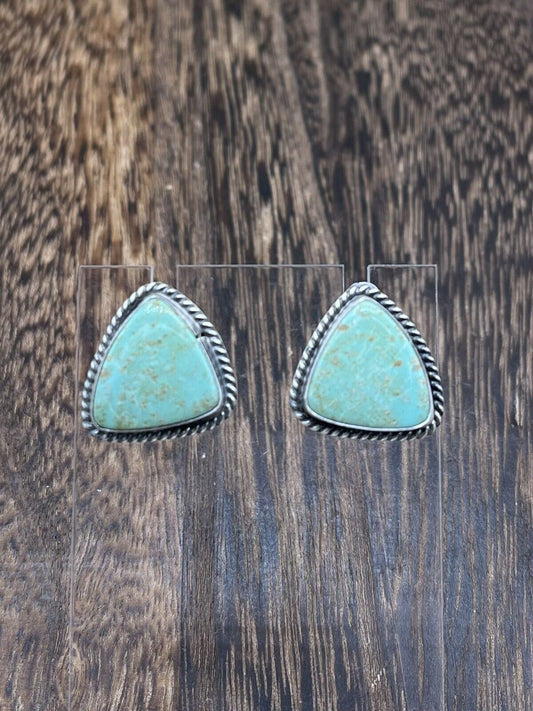 Navajo Handmade Sterling Silver Sonoran Turquoise Post Stud Earrings Byron Begay